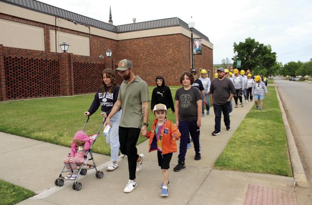 About 75 people participated in the United in Strength Stroll on April 19, recognizing the one-year anniversary of the 2023 tornado. Following a proclamation by Shawnee Mayor Ed Bolt and speeches from John Bobb-Semple, of POGO; Heath Thomas, of OBU; Dr. Aaron Espolt, of Shawnee Public Schools; and Sandy Vanderburg, of United Way of Pottawatomie County, they walked from OBU to the YMCA. Countywide & Sun/Natasha Dunagan