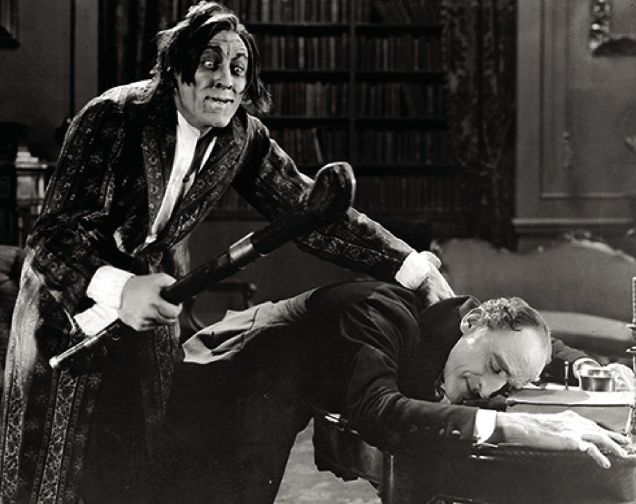 John Barrymore as Mr. Hyde does not react well to his _ancée’s father, Brandon Hurst’s withdrawal of his daughter’s hand in marriage in the 1920 silent classic “Dr. Jekyl and Mr. Hyde” to be presented with live organ accompaniment Sunday Nov. 3 at 6:30 pm at Emmanuel Episcopal Church. Photo provided
