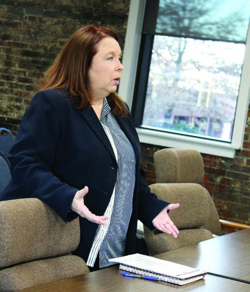 Kristi Campbell, with the Shawnee Public Schools Human Resources, speaks to the Shawnee Board of Education about what they can do in the search for a superintendent during the special session meeting on Jan. 24. Countywide & Sun/Natasha Dunagan