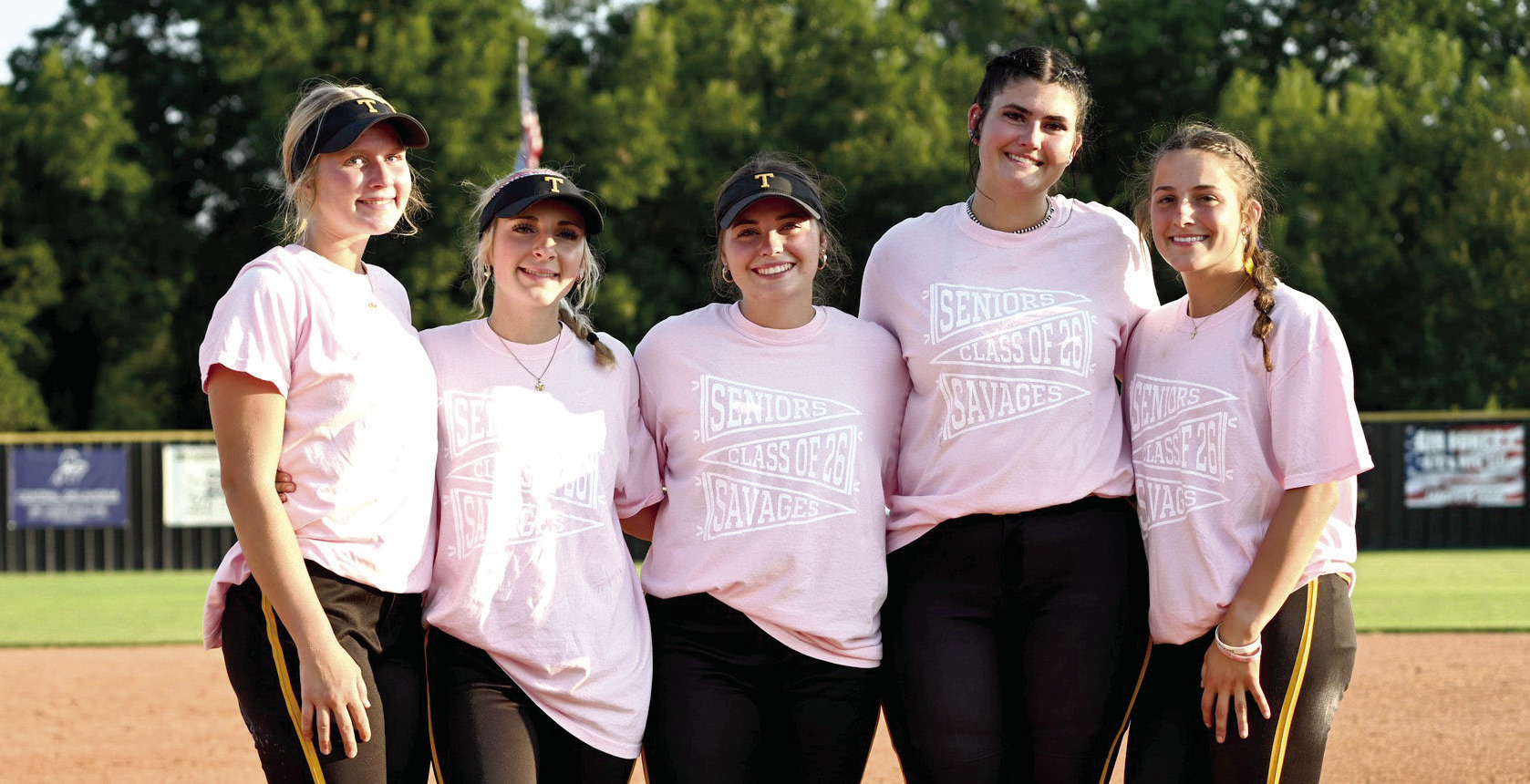 Tecumseh High School celebrated Fast Pitch Senior Night at the home game on Sept. 16. Those honored were Steeli Mitchell, Blakelee Parker, Maggie Wilson, TyLee Brock and Cadence Leba. Photo courtesy of Kenetta Lisenbee