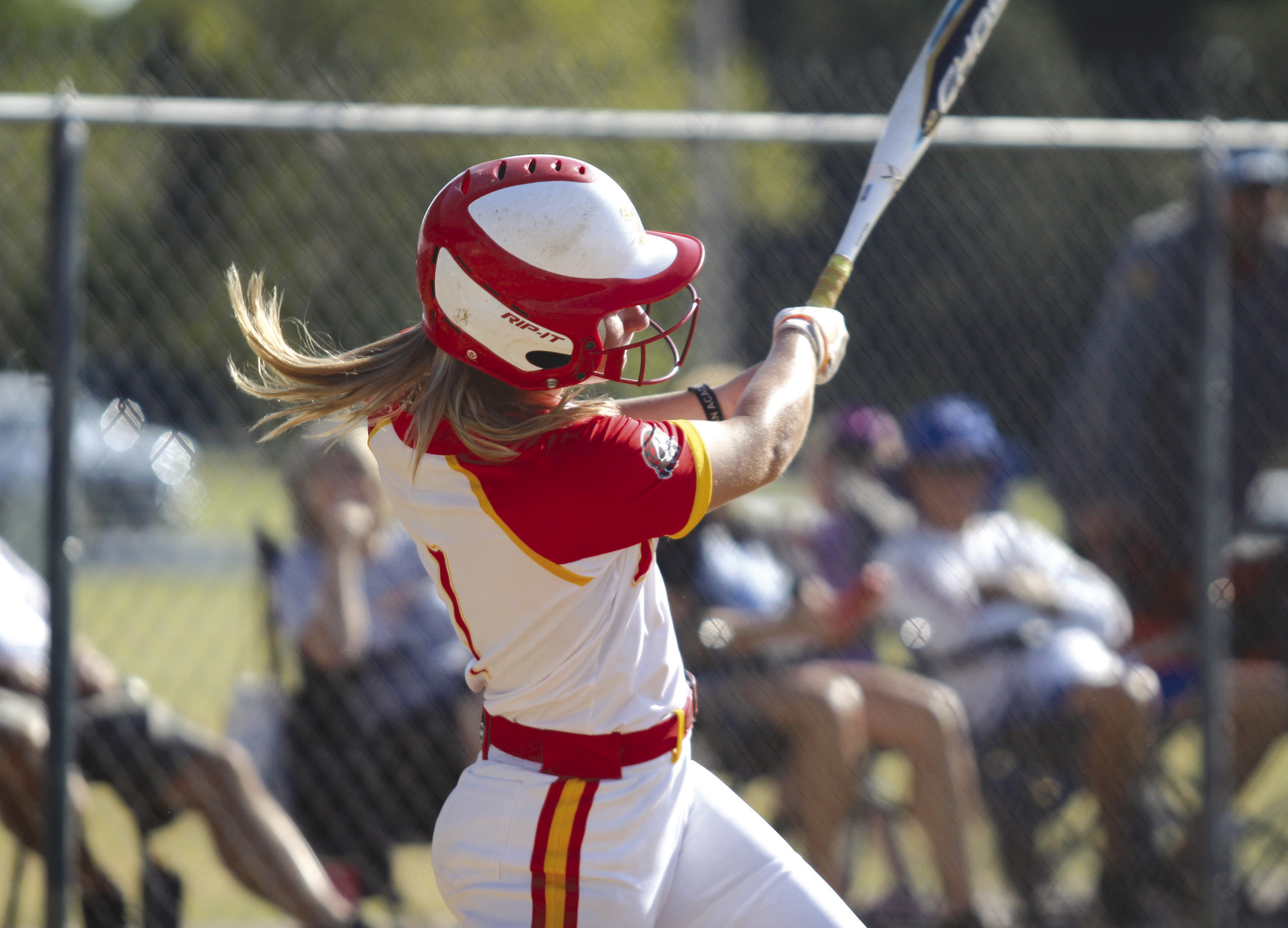 Dale senior Heartly Snyder smacks a double in the fourth inning of the fast-pitch game at Bethel on Aug. 29. The Pirates won, 5-1. Countywide & Sun/Natasha Dunagan