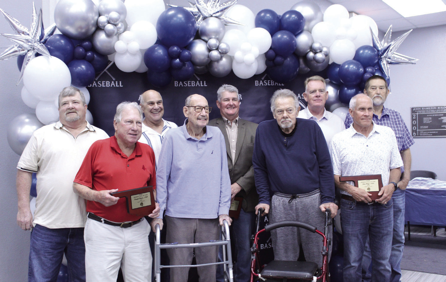 The 2026 inductees from the Second Annual Asher Baseball Hall of Fame & Spring Season Kickoff Banquet pose with 2025 inductees Murl Bowen and Jackie McClure during the event. Shown, front row from left, are Dwight Bowen, Bowen, McClure, Stan Ruff, back row, Mike Brimm, John McMillan, Bruce Throckmorton, Scott Hamilton and Keith Isaacs. Photos by Natasha Dunagan, Countywide & Sun. Click on the camera banner ad below to see all our photos from the event!
