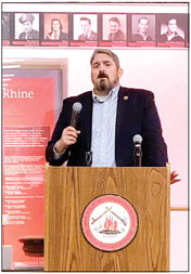 District Attorney Adam Panter talks about the change he is trying to bring to Pottawatomie and Lincoln county, during the Joint Legislative Luncheon Friday, May 26. Countywide & Sun/Suzie Campbell