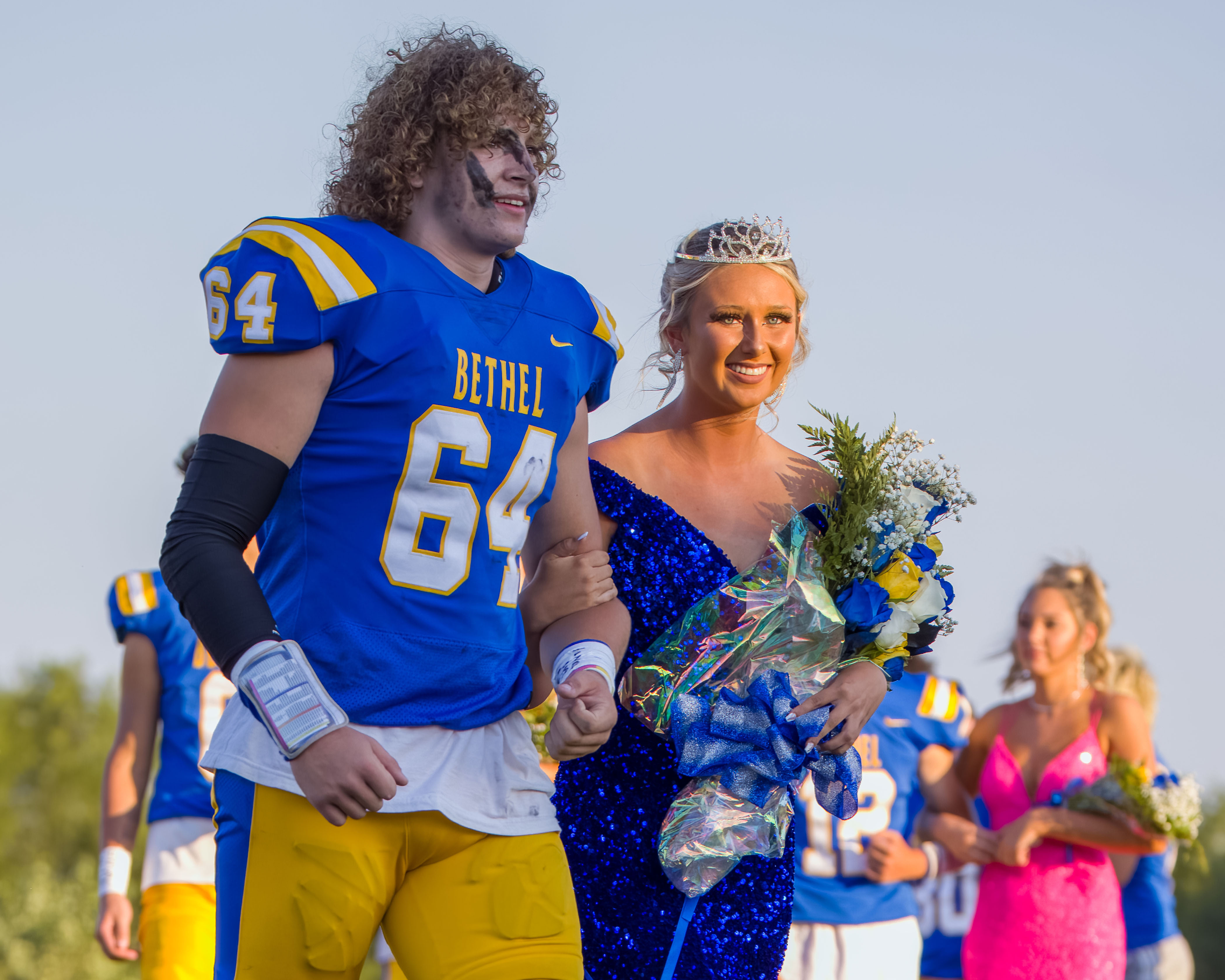 Bethel Fall Homecoming Queen Kloee Nichols is escorted by senior Alex Tollett after being crowned during ceremonies on Sept. 16. Photo provided by Richelle Treece.