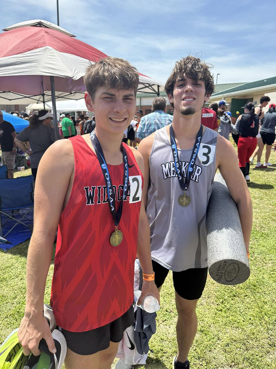 Earlsboro High School’s Andrew Moore, front, placed fourth in the 2-Mile, 4th in the 1-Mile and third in the 800 at state competition. Coach Stacey Barton said Moore is the first Class A athlete in history with a 1st, 2nd, 3rd, 4th, 5th, and 6th place medal at the state meet. Photo provided