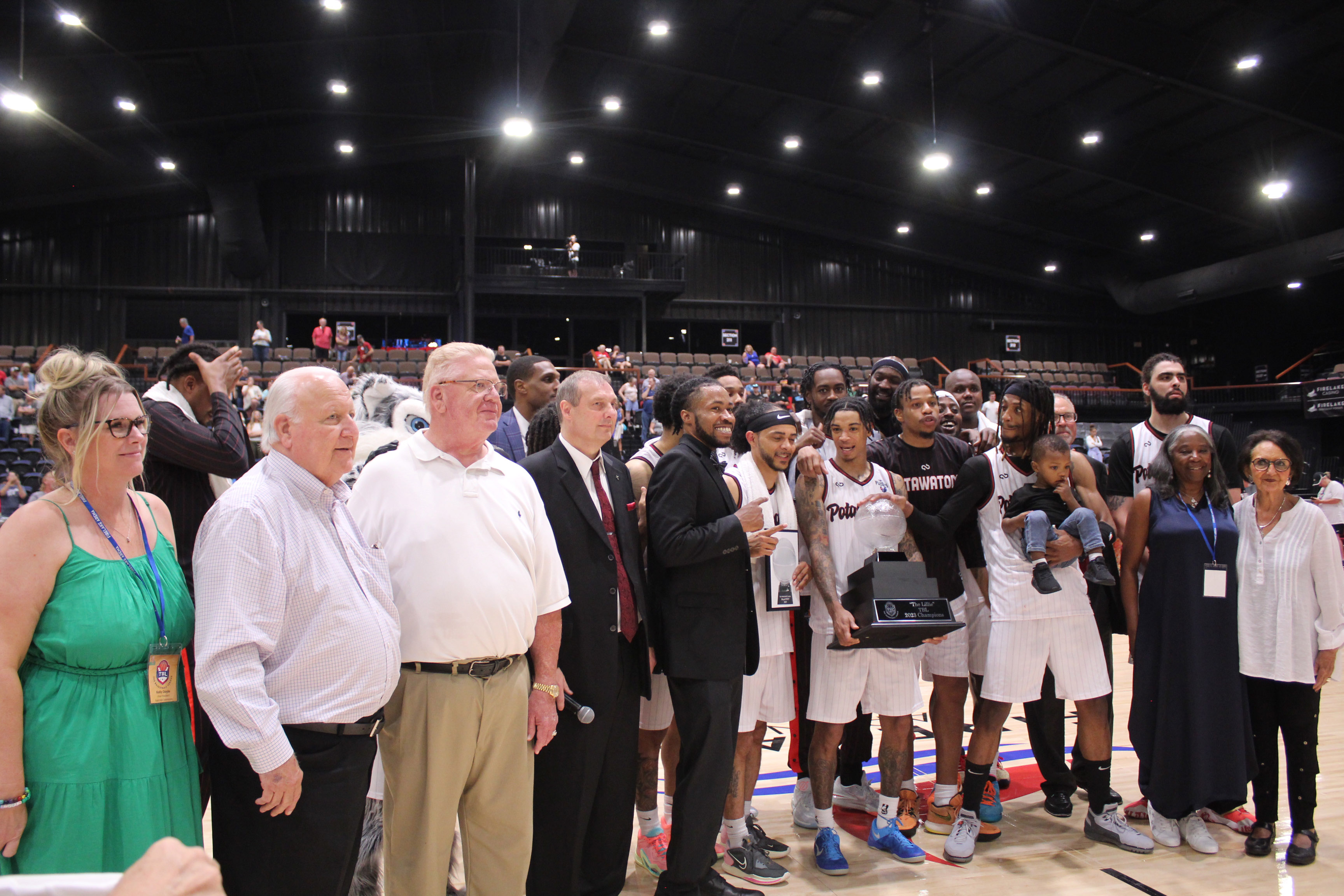 The Potawatomi Fire won The Basketball League National Championship on June 27, and Fire Guard Chuck Guy was named co-MVP, along with 2022 MVP Deshawn Munson. Here, Guy is holding "The Lillie" TBL 2023 Champions trophy, after they won two out of three games with the St. Louis Griffins. Countywide & Sun/Natasha Dunagan