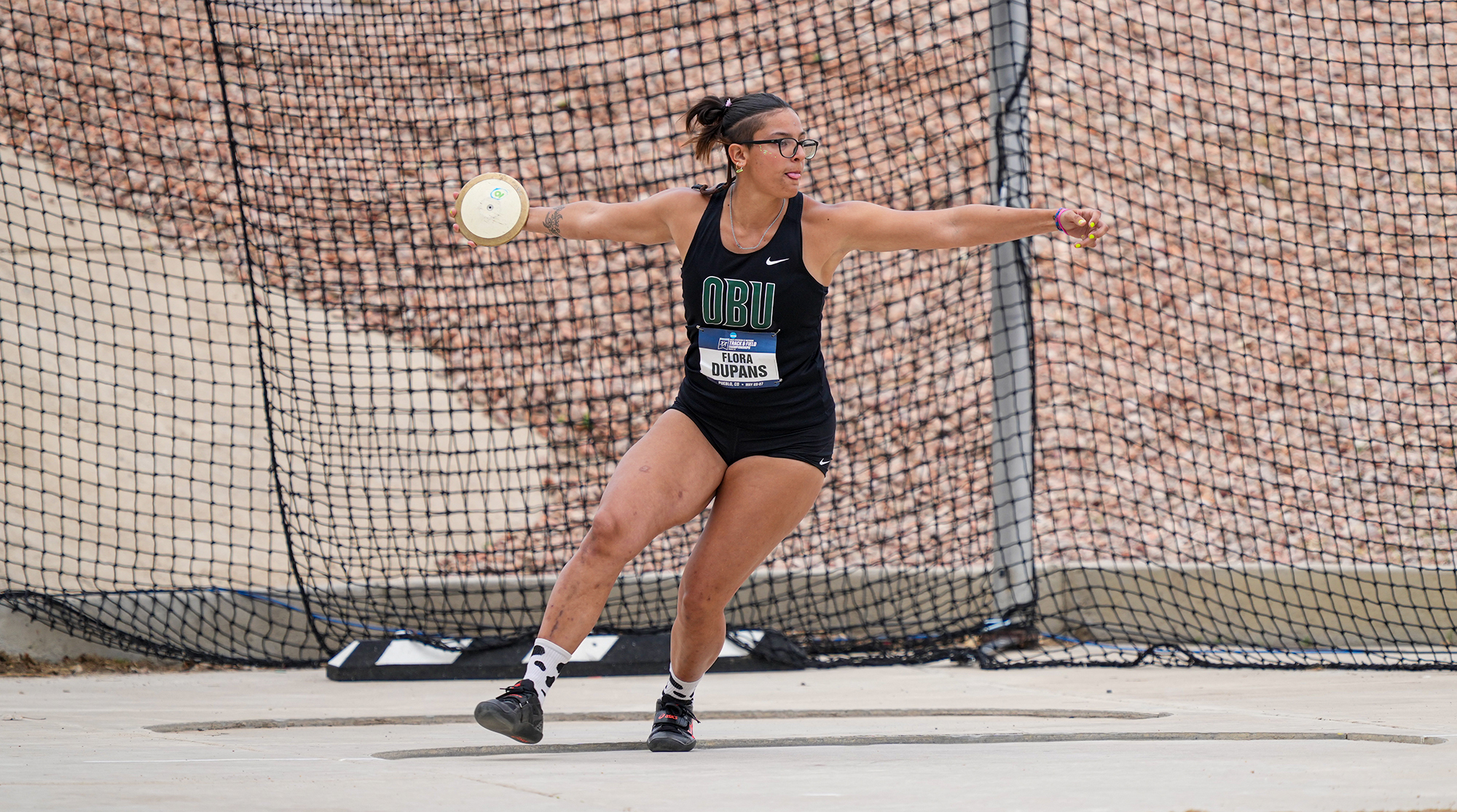 OBU freshman Flora Dupans placed 14th in State Discus.