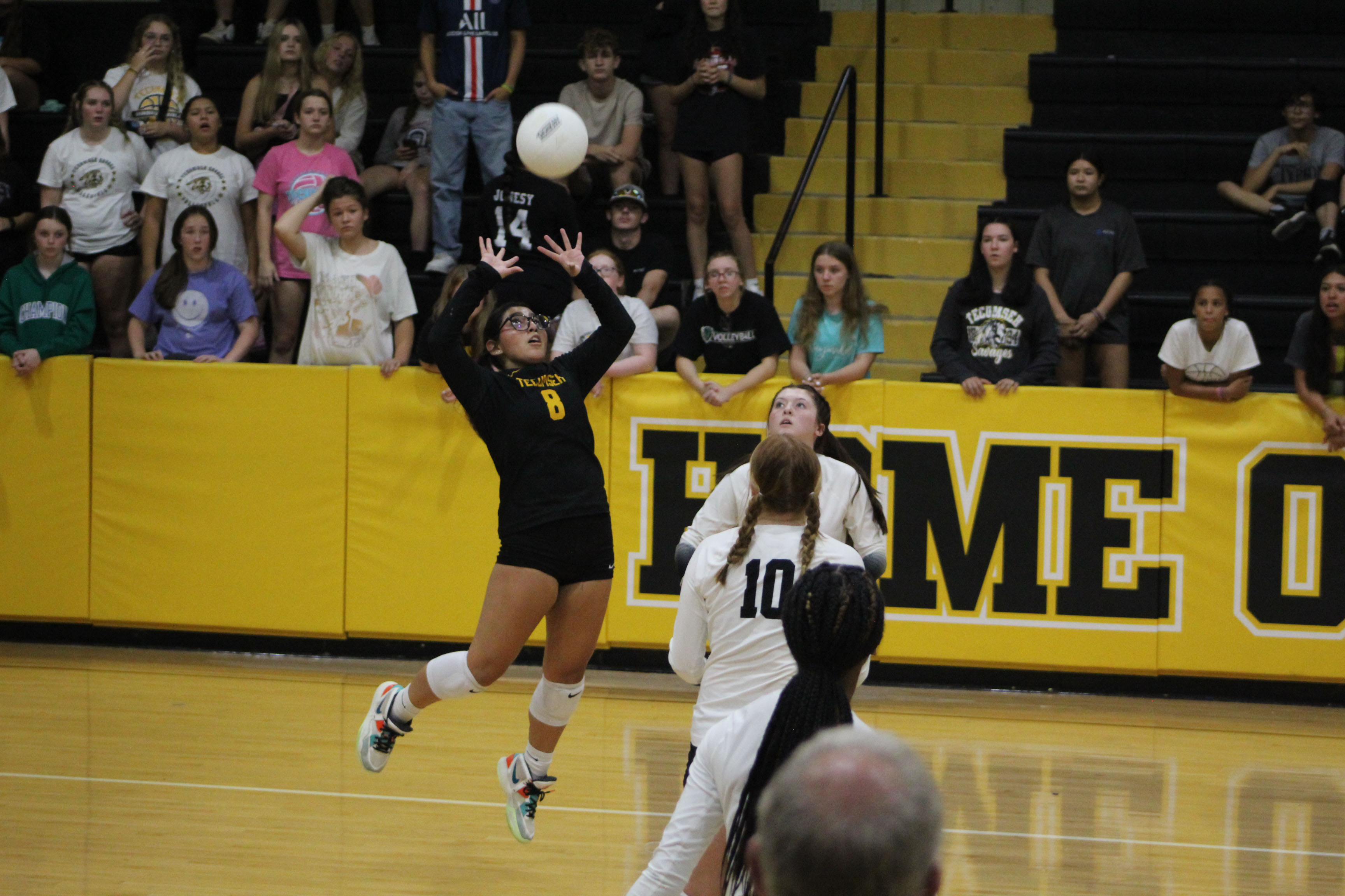 Lady Savages Libero Kayloni Cruz volleys the ball during Tecumseh's third game with Blanchard on Aug. 24. Countywide & Sun/Natasha Dunagan