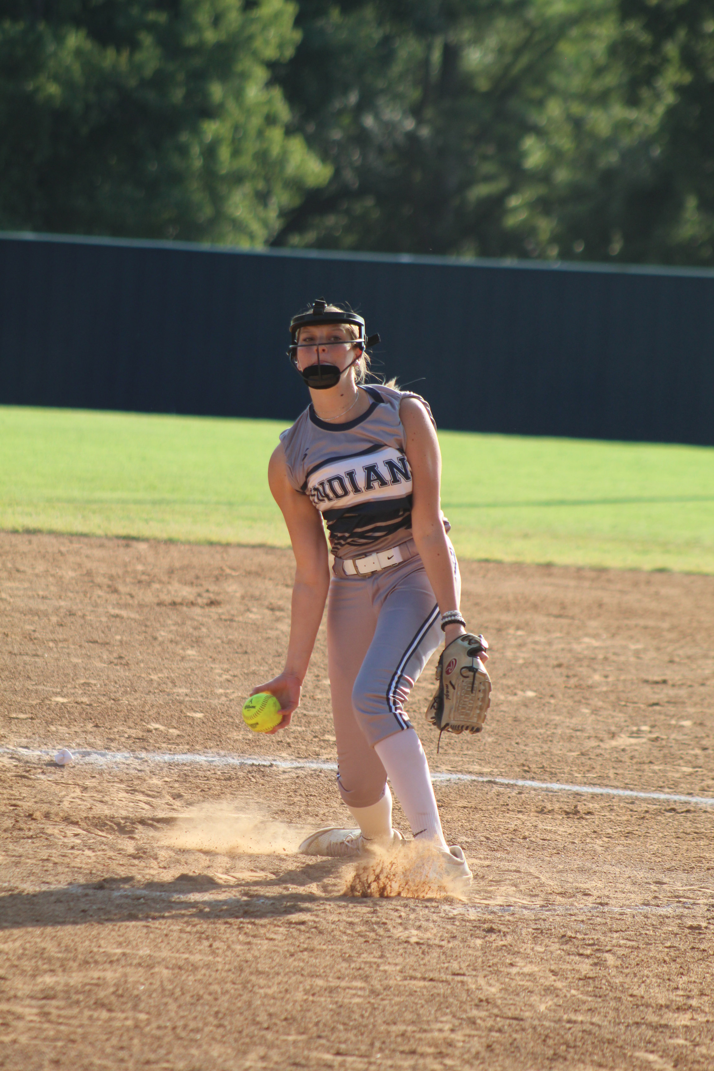 Asher senior Magi Melton aims for home in the first inning of the Sept. 5 game with Roff. The Lady Indians lost, 4-8. Countywide & Sun/Natasha Dunagan