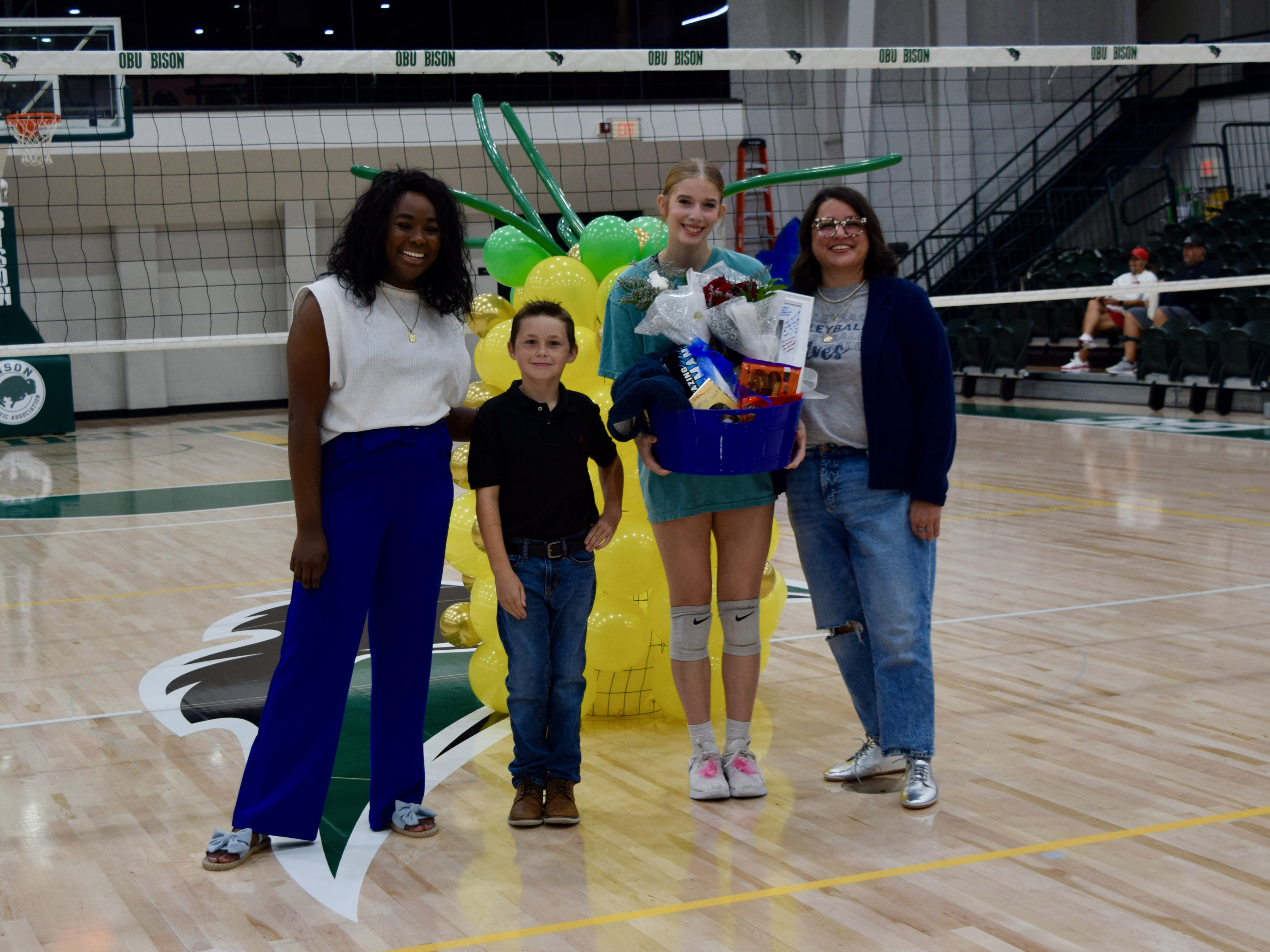 Shawnee High School held their Volleyball Senior Night on Oct. 5, with one senior on the team. Shown, from left, are Destiny Abubakir-Temple, SHS volleyball coach; Justin Lewellen, brother of Maryl Lewellen; Maryl Lewellen, senior volleyball player; and Courtney Lewellen, mother of Maryl. Photo provided by Cherity Pennington.