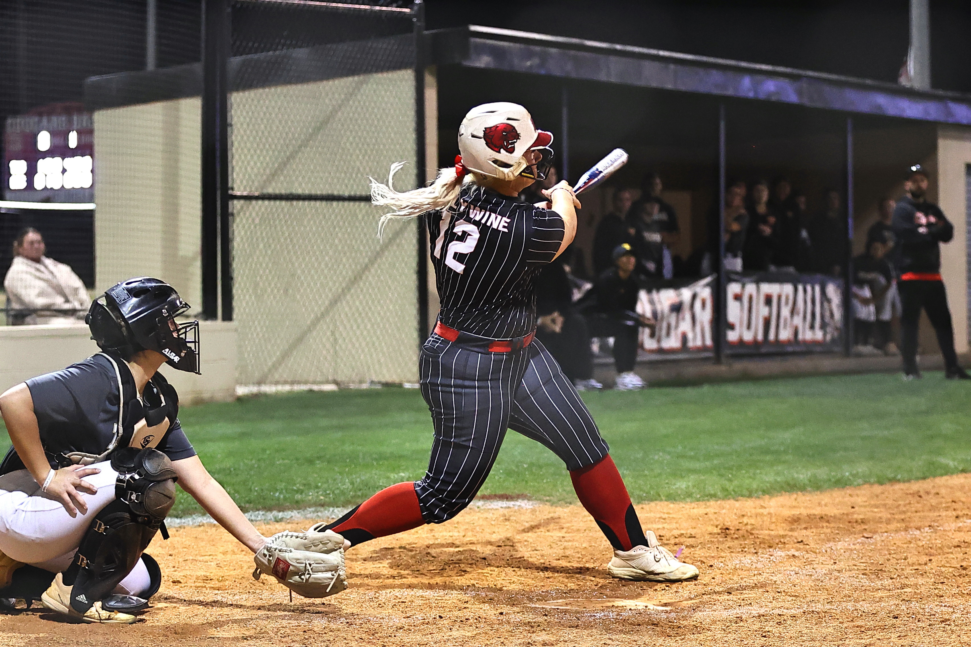 North Rock Creek's Hannah Earlywine with the game winning grand slam HR. NRC hosted Tecumseh and Lexington. Tecumseh and NRC run ruled Lexington before playing each other in the last game of the night. The outcome was decided in the last inning. Tecumseh was ahead by one going into the seventh inning. NRC tied the game. With bases loaded and two outs Hannah Earlywine hit a grand slam HR for the win, 14-10. Photo provided by Gowin Photography