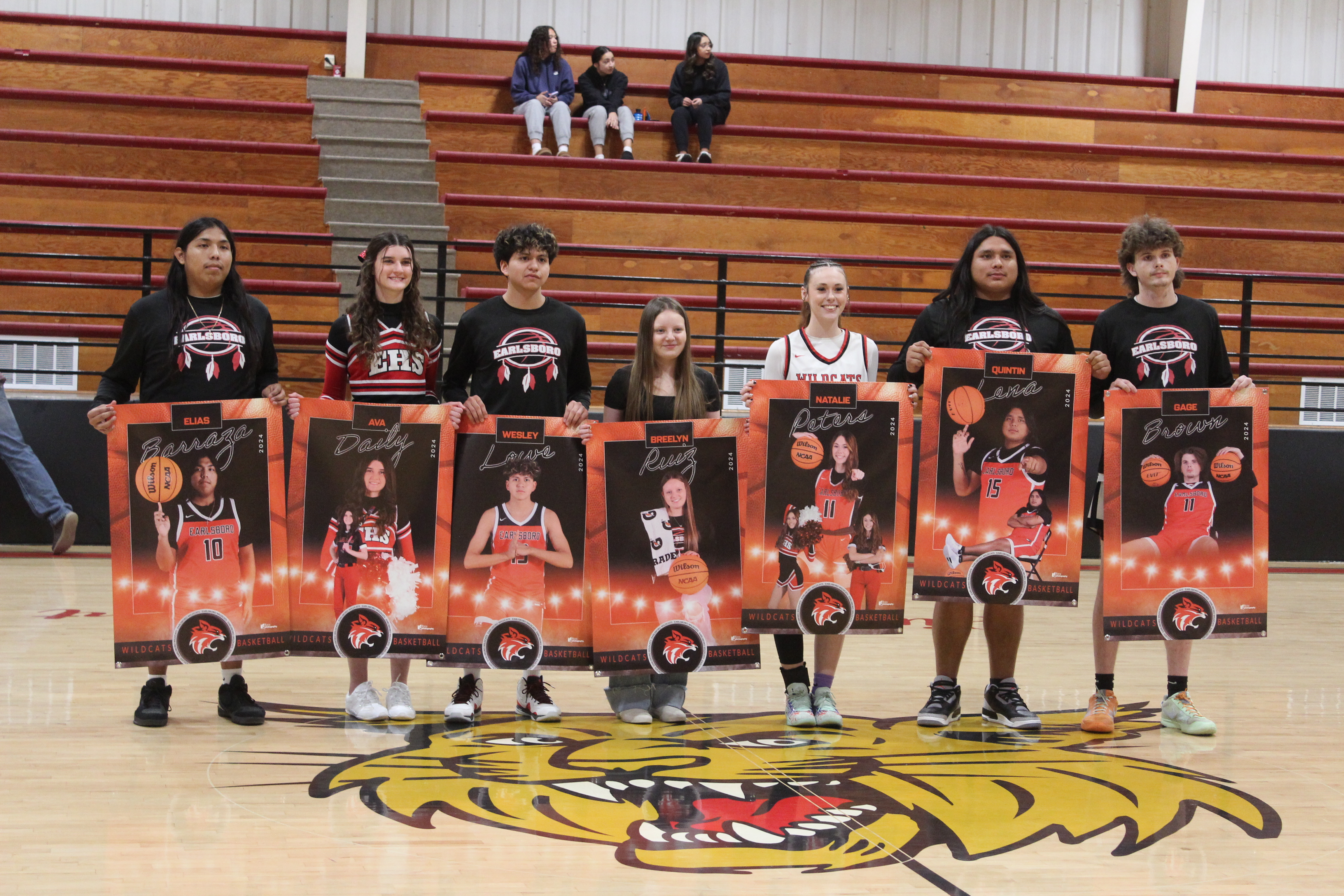 Earlsboro High School held their Senior Night Ceremony on Feb. 10. Shown, from left, are Elias Barraza, Ava Dailey, Wesley Lowe, Brandy Reese, Natalie Peters, Quintin Lena and Gage Brown. Countywide & Sun/Natasha Dunagan