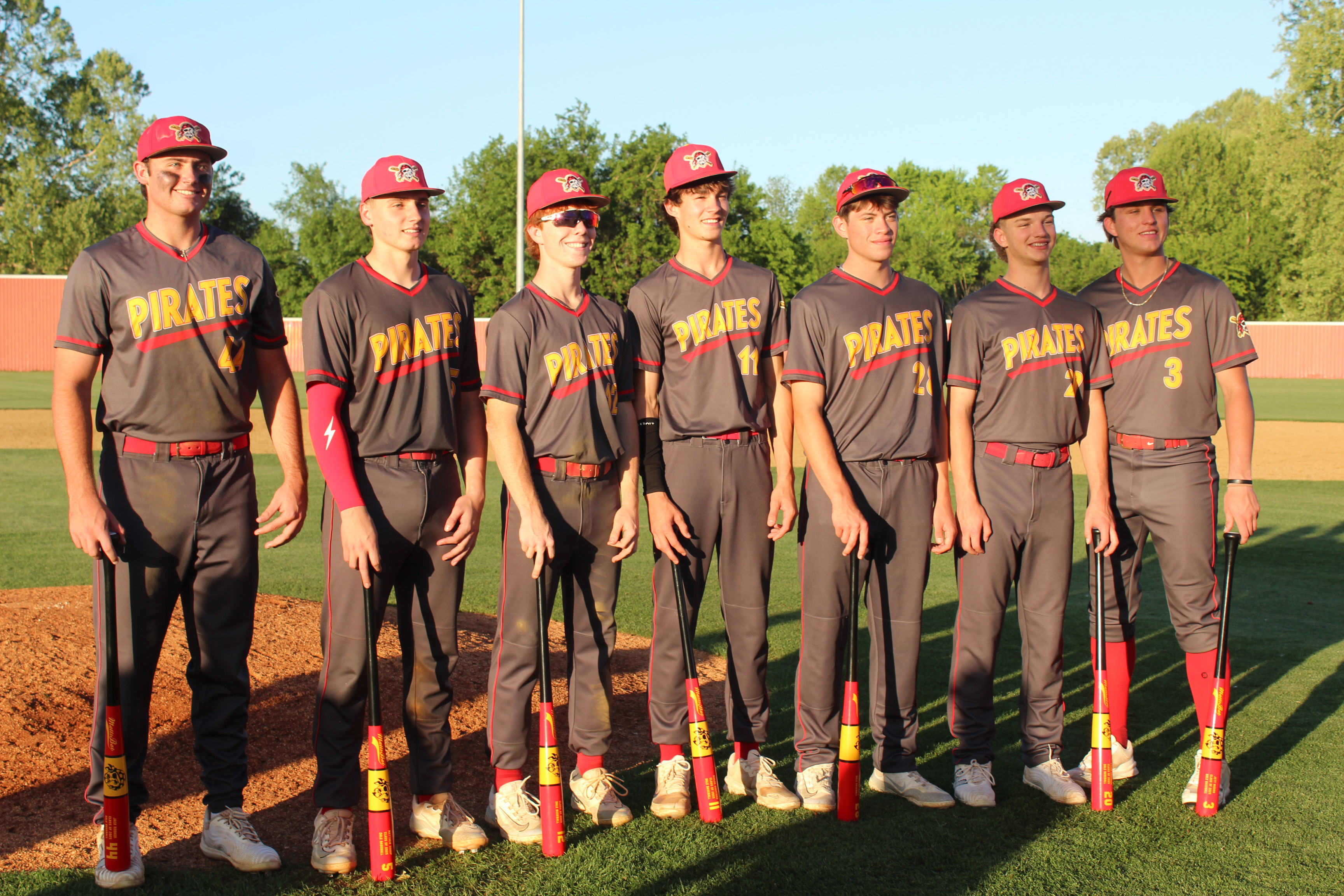 Dale High School held their Baseball Senior Night ceremonies following the win against Guthrie on May 1. The seniors are, from left, Jack Rooker, Matthew Sharp, Easton Edmonson, Riglee Sheppard, Fayv Woodward, Ethan Andonian. and Jett Higdon. Natasha Dunagan, Countywide & Sun