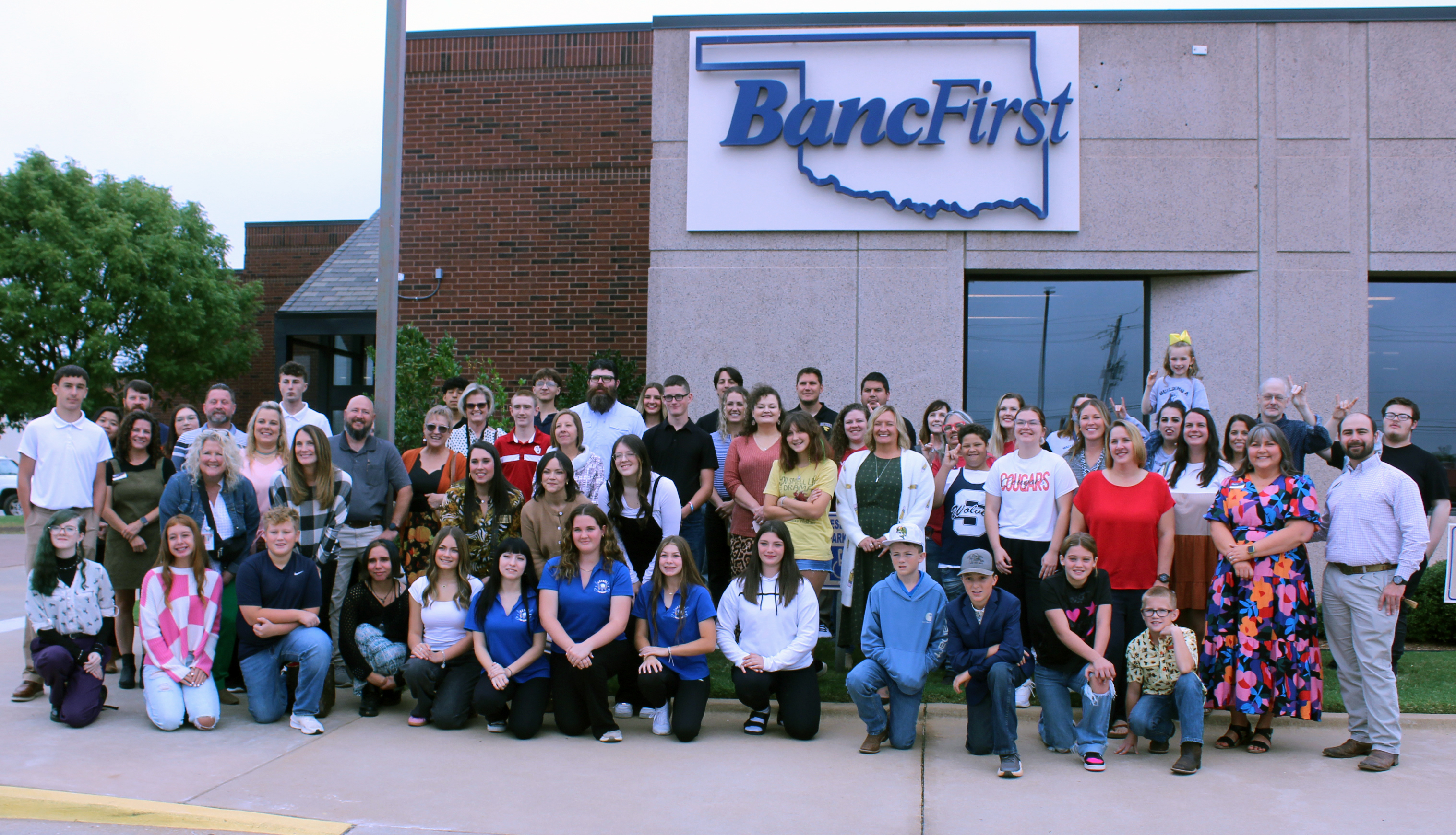 BancFirst of Shawnee presented their bi-annual school donation at the Harrison branch on Oct. 8.  Full caption below.