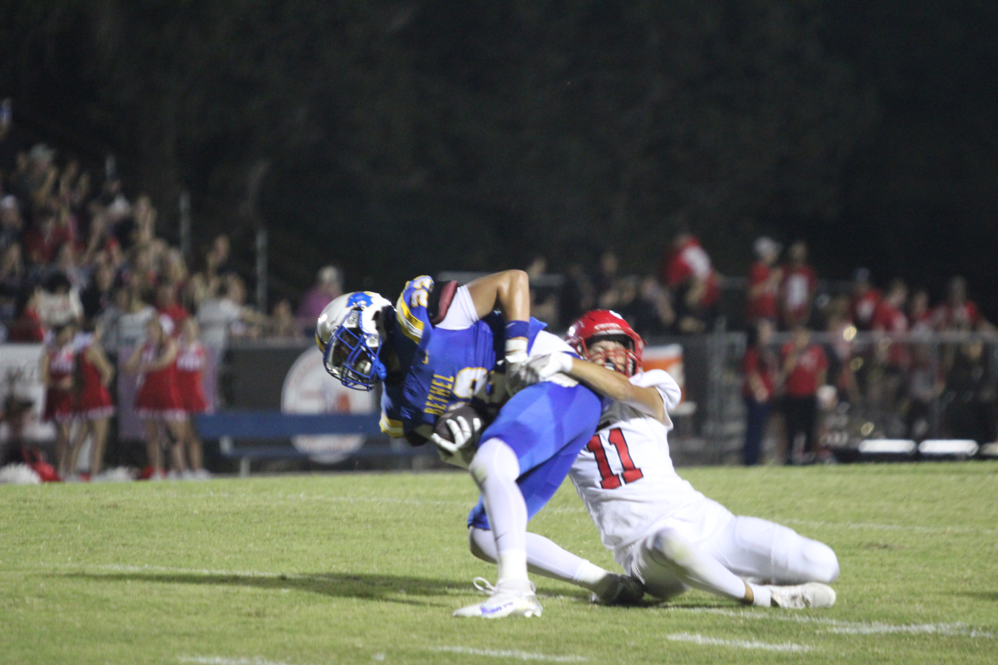 Bethel senior Zane Anderson tries to break free from a tackle during the home game against Prague on Sept. 26. The Wildcats won, 58-6. Natasha Dunagan, Countywide & Sun