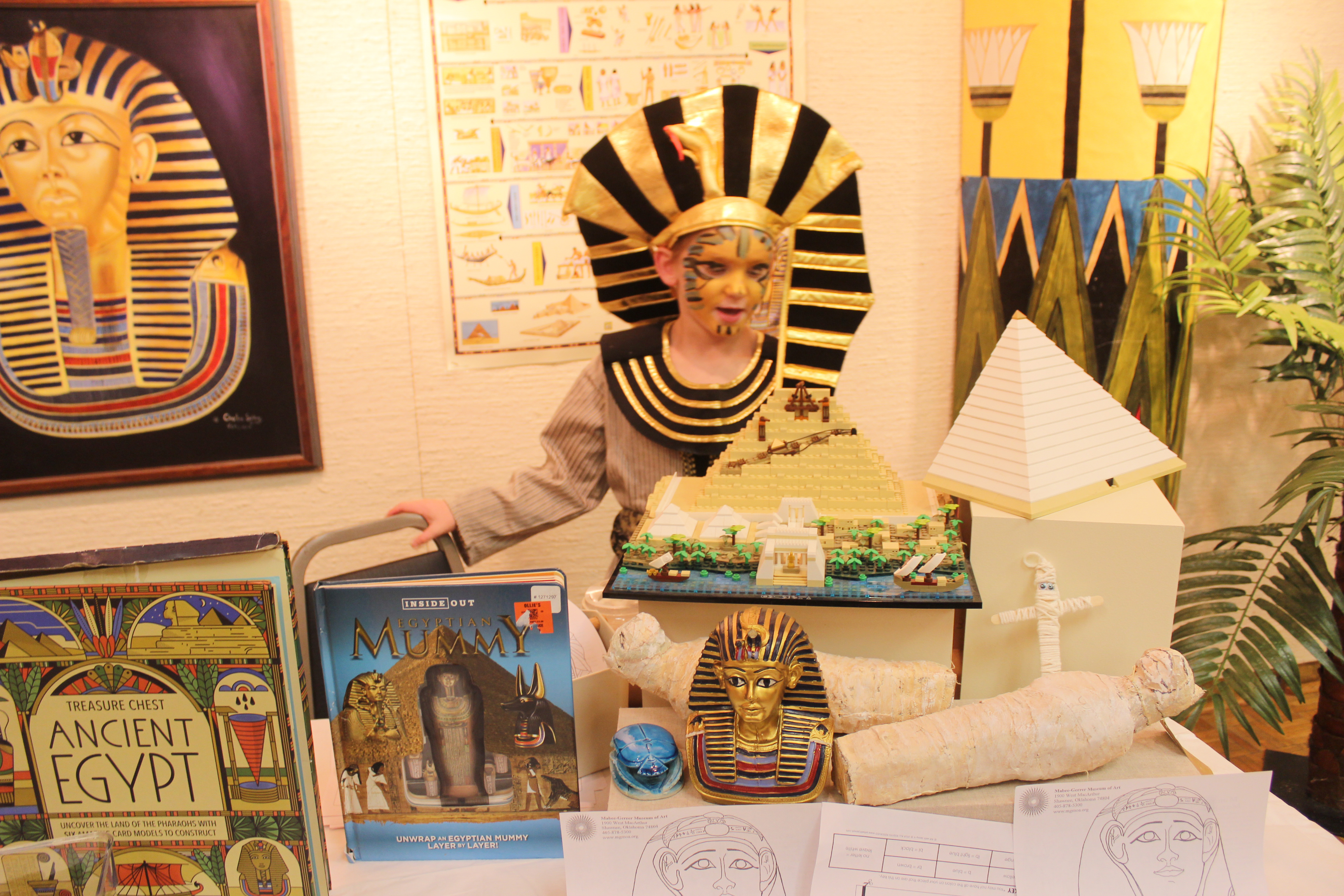 "Future Egyptologist" Patrick Newpower, age 8, speaks about the Egyptian pyramids during the Fifth Annual Mummy Day, Nov. 8, at the Mabee-Gerrer Museum of Art in Shawnee. Photos by Natasha Dunagan, Countywide & Sun
