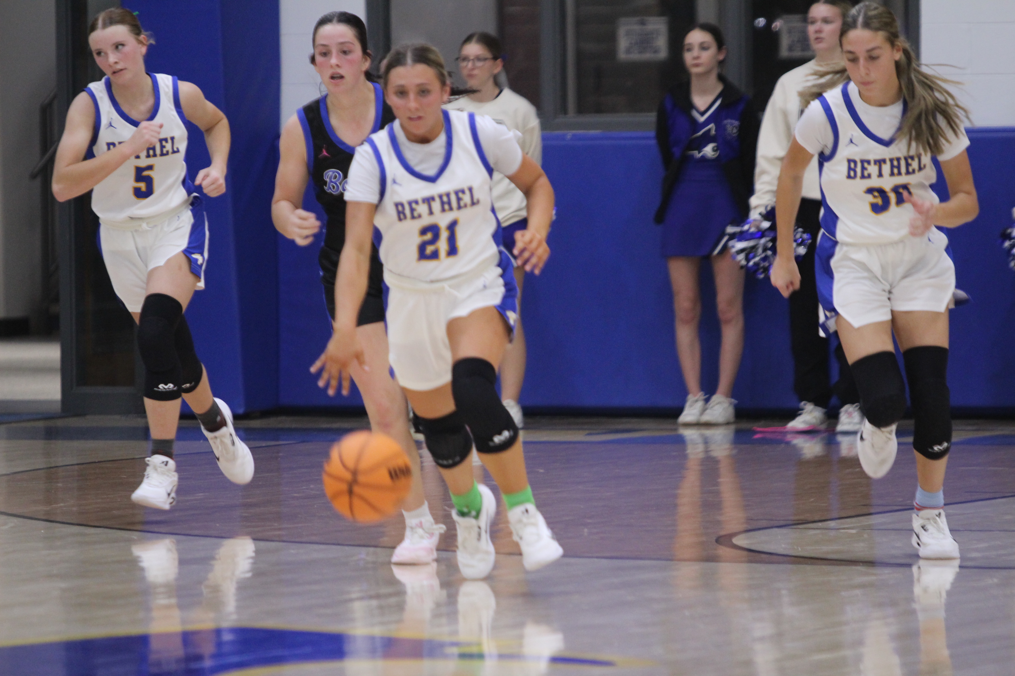 Bethel junior Bailey Tucker takes the ball upcourt during the home game on Dec. 5. Natasha Dunagan, Countywide & Sun