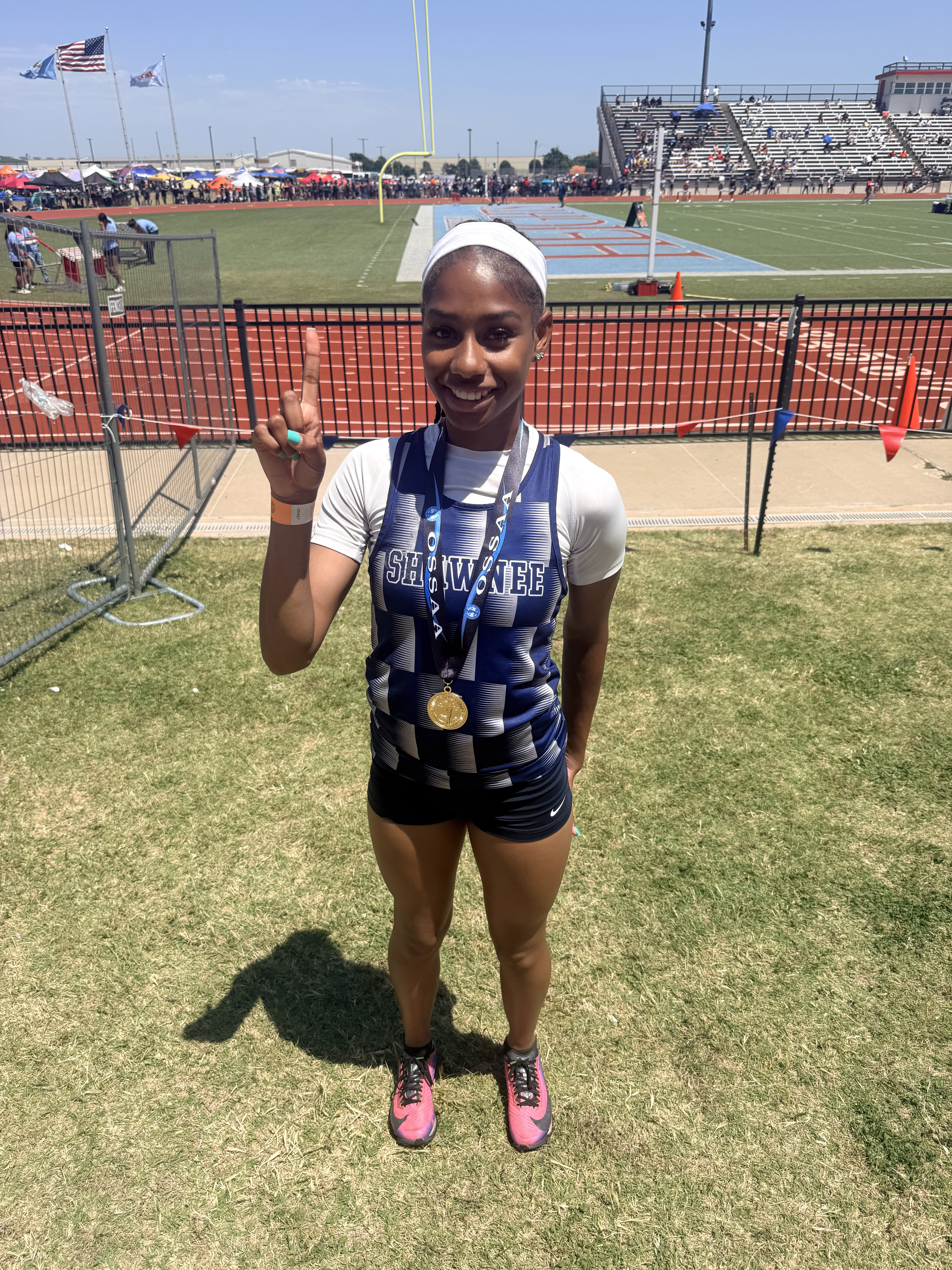 SHS's Deoncesay Beavers is the 2026 OSSAA Class 5A State Champion in 300M Hurdles with a time of 45.29.  She was also the runner-up for 100M Hurdles. Photo provided.