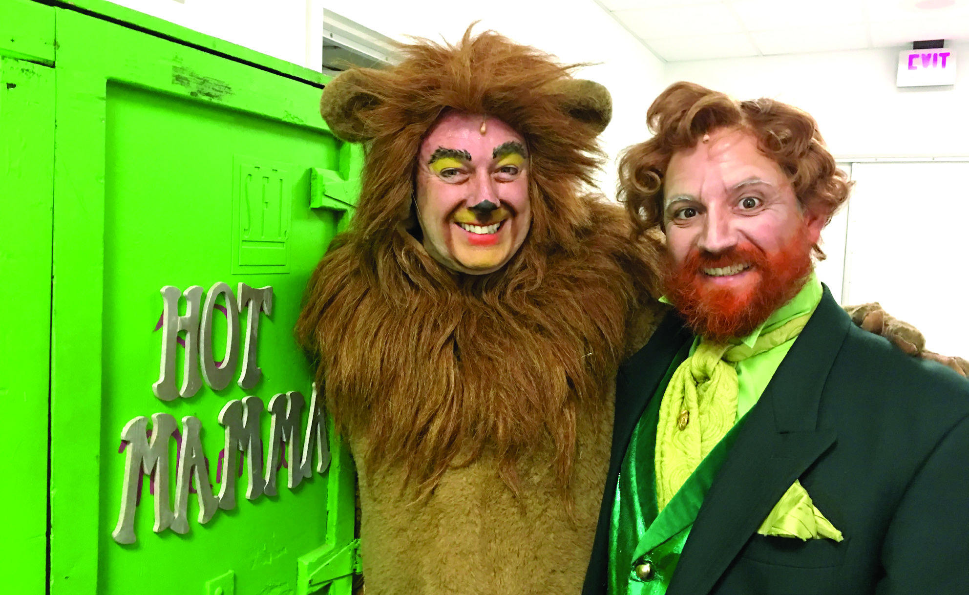 Tecumseh High School graduates Jerry Jay Cranford and Chad Anderson pose in their Wizard of Oz costumes in years past. Cranford is now playing Barry Glickman in “The Prom” at Lyric Theatre, which runs through July 16 at Civic Center Music Hall in OKC. Photo provided.