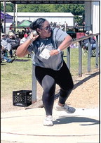 Pictured left, Tecumseh High Schools Kiara Stallin is headed to State after winning the Regional Championship Shot Put with a 37’3.5” heave. Photo provided