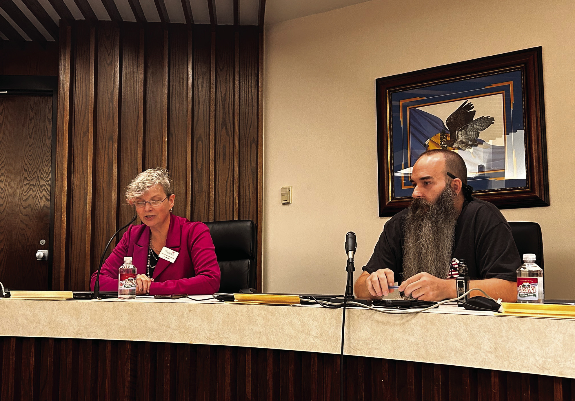 Shawnee City Manager and SCCDA Trustee Andrea Weckmueller-Behringer speaks to the reason why the board should approve the action item to begin the process of disolving the SCCDA. Trustee Rob Morris still has unanswered questions before he is ready to make a decision. The item is tabled until the September meeting. Countywide &amp; Sun/Suzie Campbell