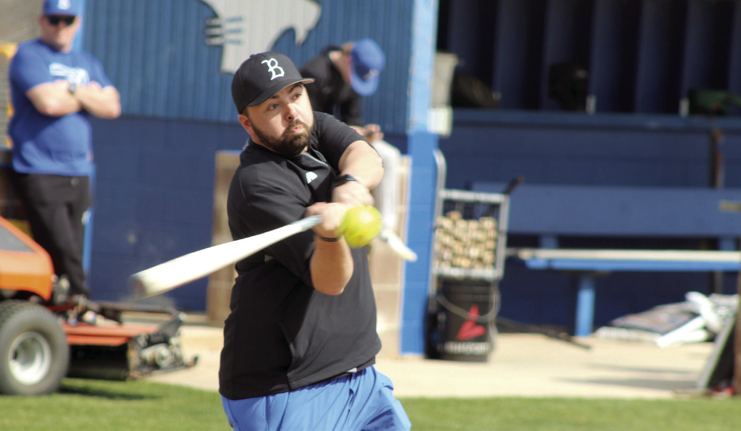Bethel High School Assistant Baseball Coach Jake Williams lines up with the ball during the Annual Bethel Baseball Alumni Game. Photos by Natasha Dunagan, Countywide & Sun