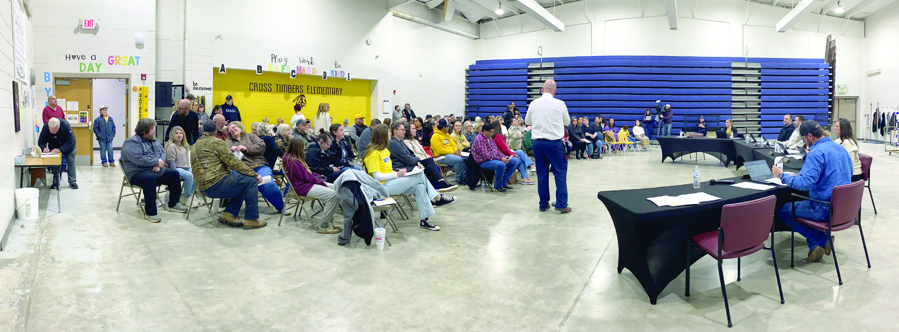 The Tecumseh School Board meeting room at Cross Timbers Elementary drew a crowd of people wanting to voice their opinion concerning the school mascot Monday, Feb. 13. For over an hour during public comments, board members heard from attendees on both sides of the controversy. This was not an agenda item therefore no vote was taken. Countywide & Sun/Julie Talton