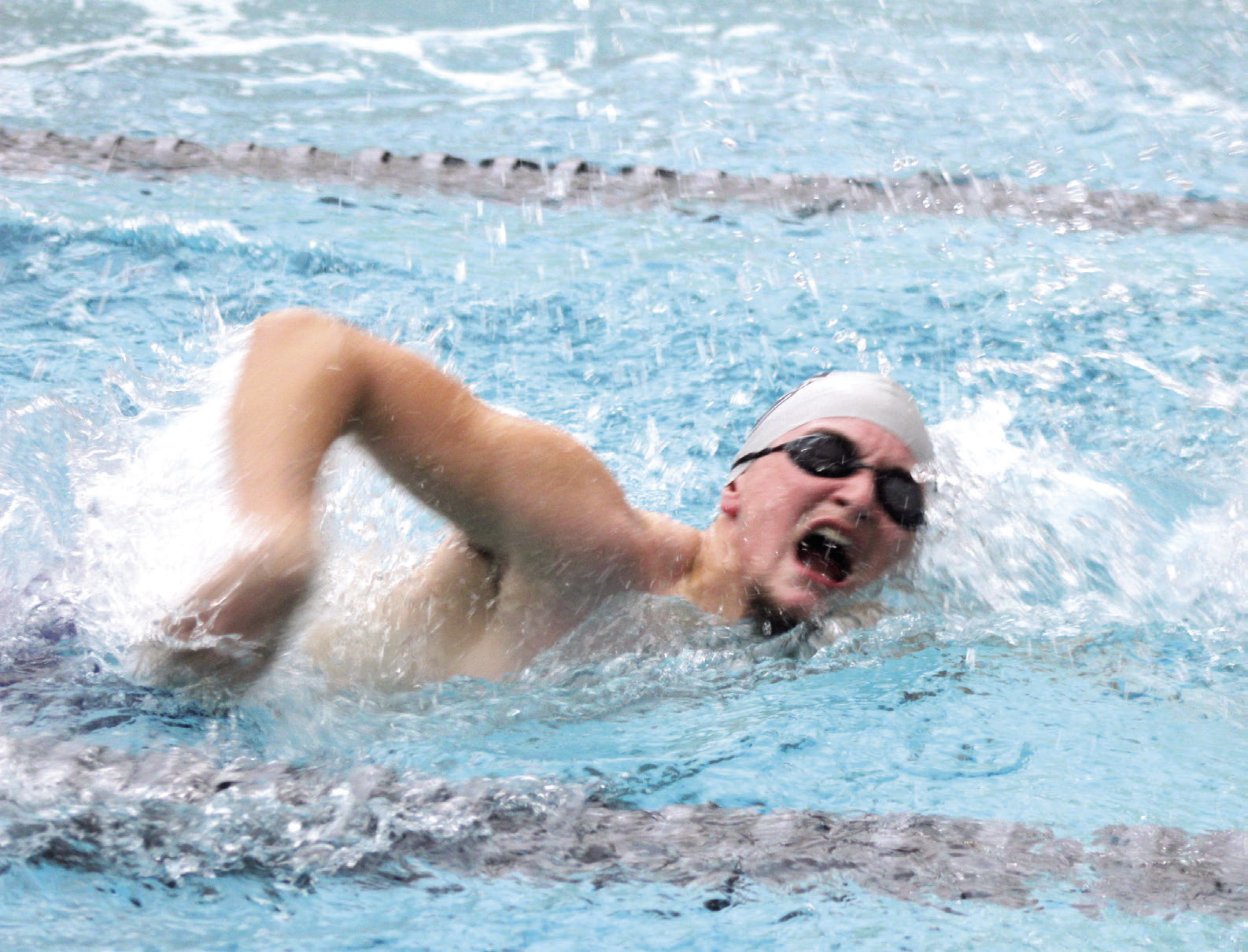 Shawnee swimmer Kyle Williams competes in the 50-yard Freestyle during the home meet with Lone Grove, Plainview and Casady at the Shawnee YMCA on Dec. 9. Natasha Dunagan, Countywide & Sun