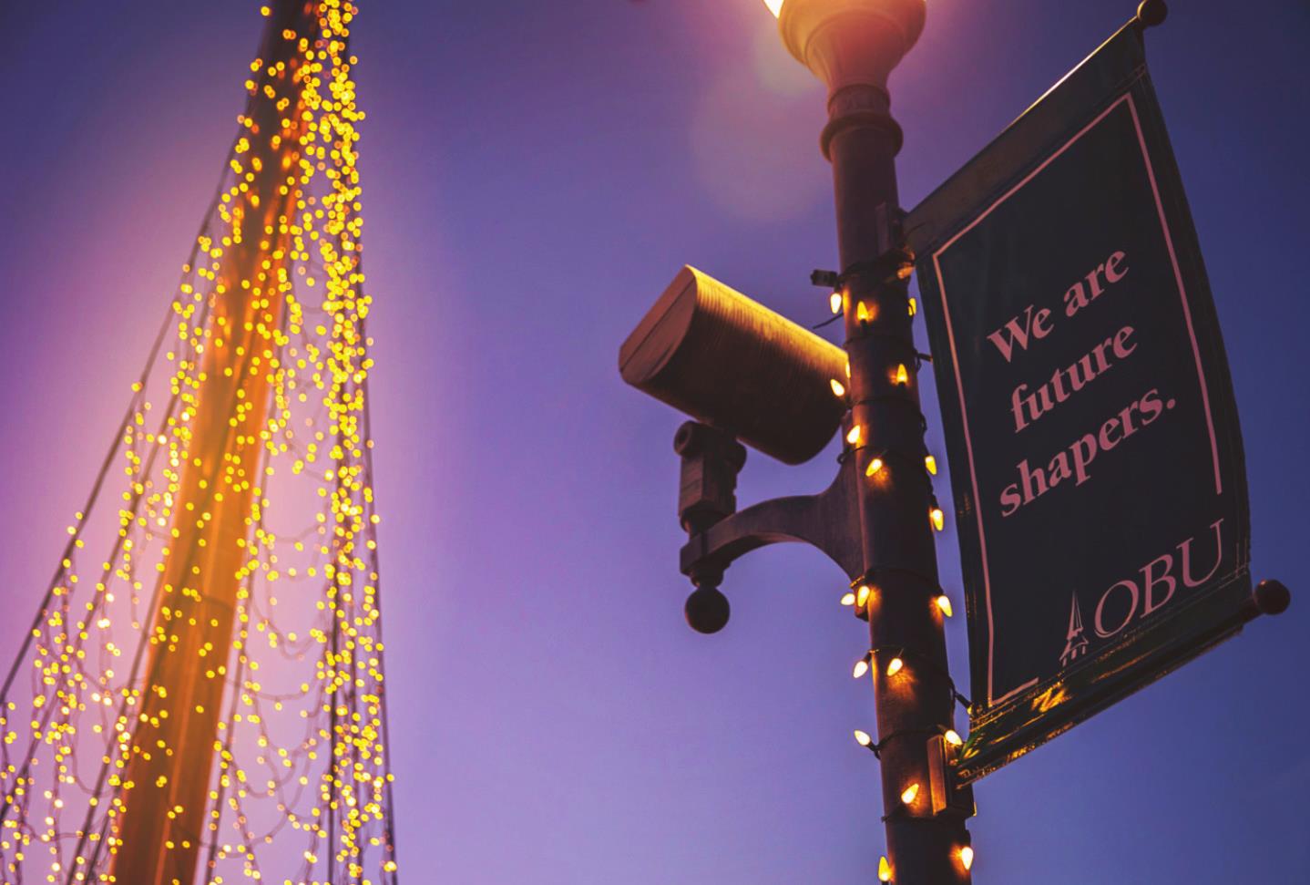 OBU officially kicks off the Christmas season on campus Nov. 30 with numerous holiday-themed activities and events leading up to Christmas break. Pictured: Lights on the Oval in 2020. Photo provided/OBU photo