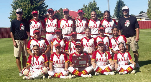 The Dale Lady Pirates won the Class 2A Regional Fast-Pitch Tournament on Sept. 25-26. They beat Texhoma/ Goodwell, 12-0; and then, they played Tonkawa three times and won, 8-1, 12-2, and 12-2. Photo provided.