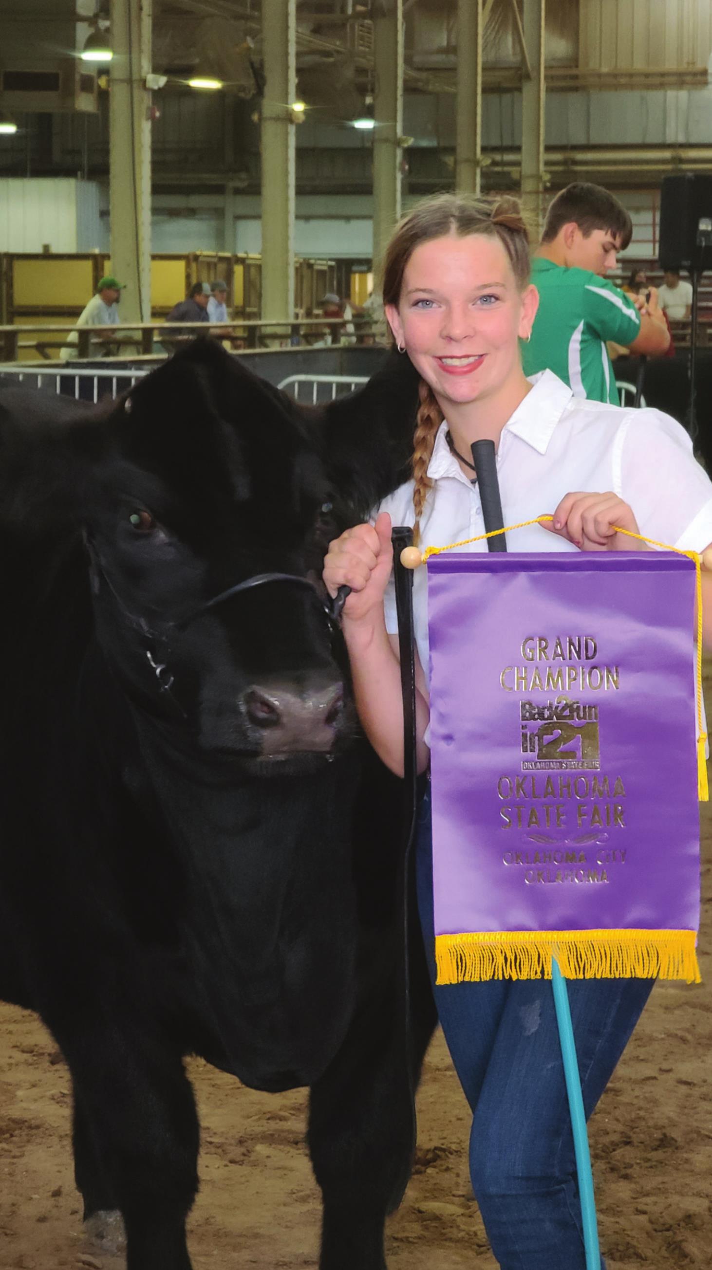 Citizen Potawatomi Nation tribal member Helen Spears and her heifer Fancy participate in livestock shows across the state. (Photo provided)