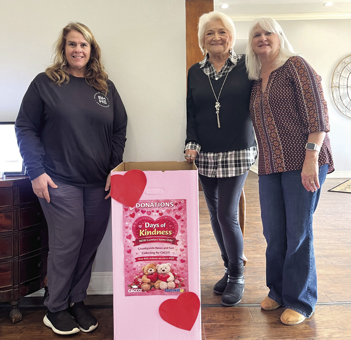 Ladies at BHHS Benchmark Realty took time to pose with the donation box left at their office. Stop by and say hi and leave a donation for the kids in our community who are facing issues that even adults should not be facing. Suzie Campbell, Countywide &amp; Sun