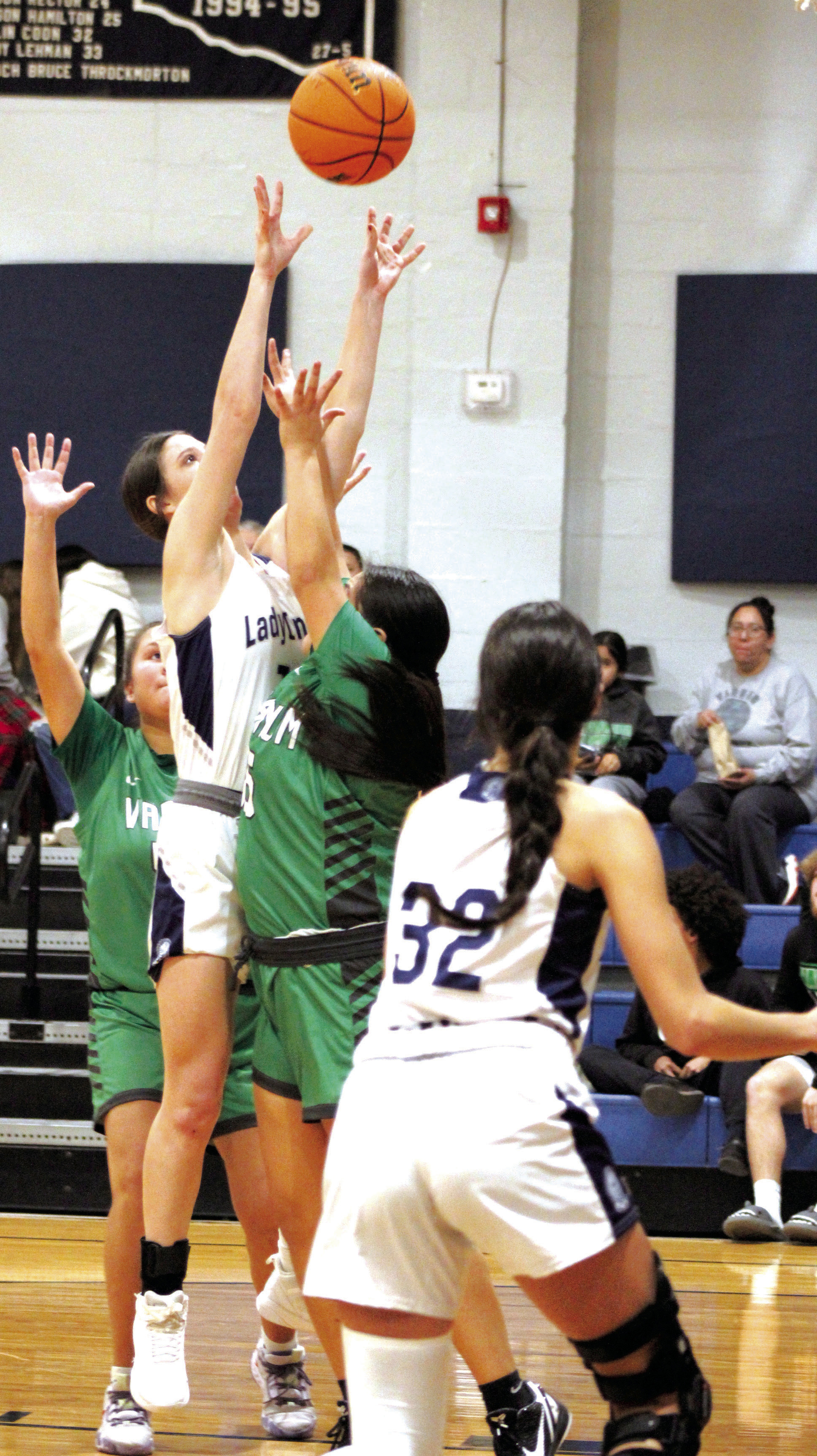 Asher’s Alexis Johnston tries for the bucket and draws a foul in the home game with Varnum on Jan. 2. The Lady Indians lost, 38-52.