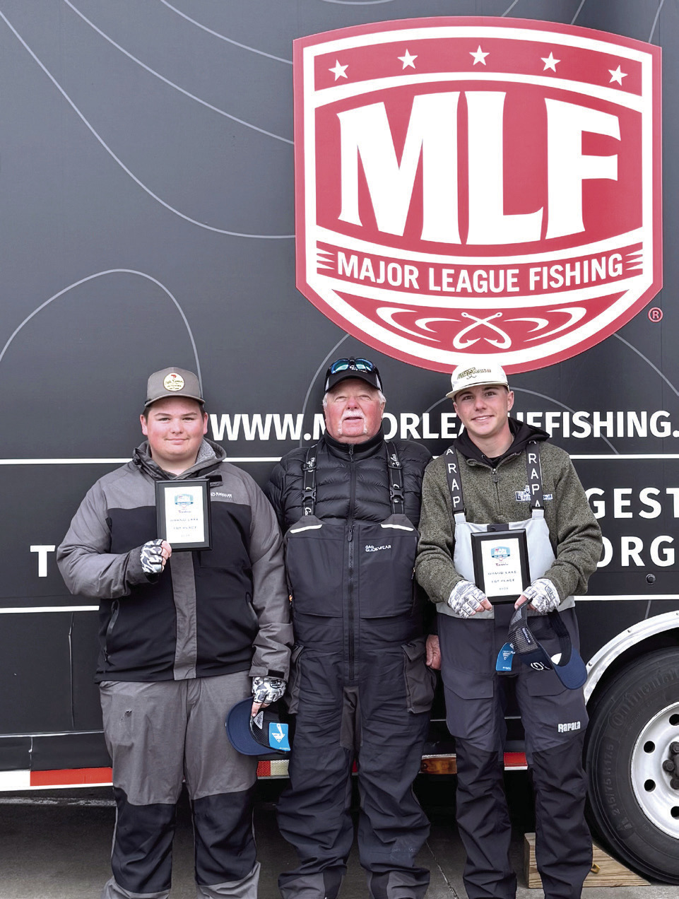 One of Tecumseh High School's fishing teams won first in the Major League Fishing Abu Garcia High School Fishing Tournament on March 8 at Grand Lake in Grove. They will now advance to the national competition. Shown are Alex Hurst, Boat Captain Billy Mitchell and Maddox Dickson. Photo provided by Janell Mitchell