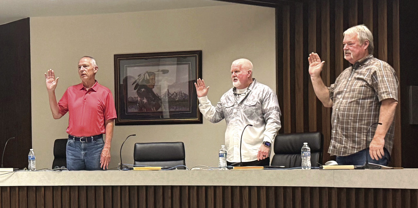Tim Barrick, Lance Wortham and Randy Gilbert were sworn in for their re-appointment to the SCCDA at the April 9 meeting. Julie Talton, Countywide &amp; Sun