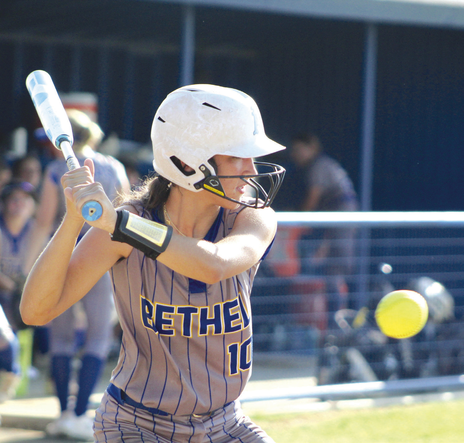 Bethel sophomore Layla Menhusen prepares to hit a home run during the third inning of the home game with Casady on Aug. 11. The Lady Wildcats won, 13-1. So far, their record is 3-1. Countywide & Sun/Natasha Dunagan