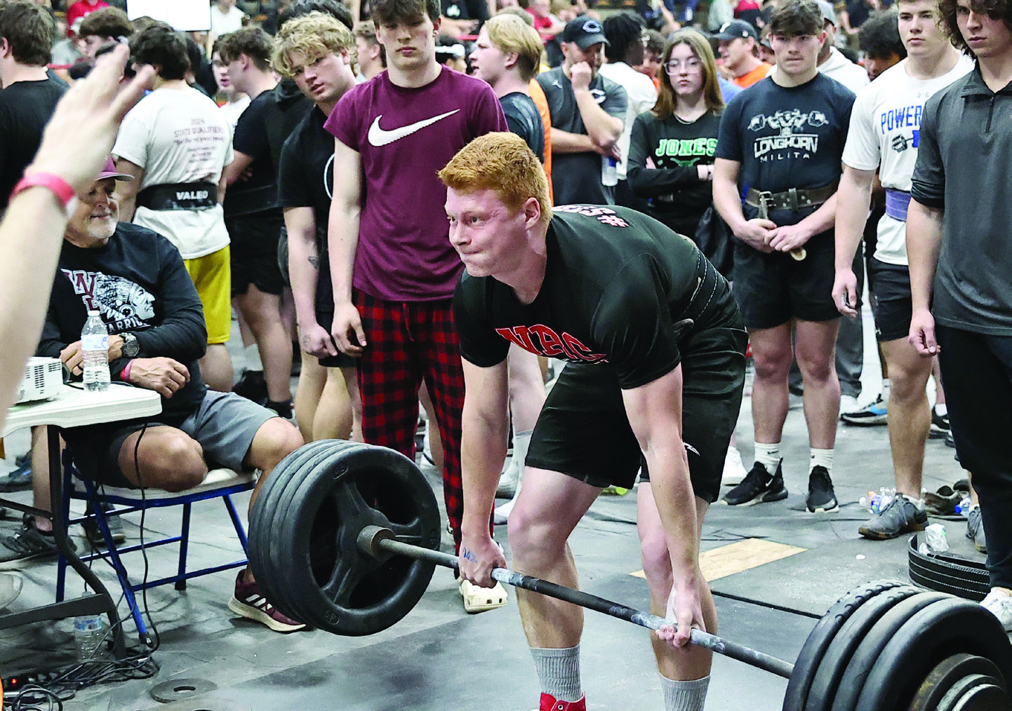 North Rock Creek’s Blain Robinson third in the 198 class during Regionals last week. NRC had 6 lifters qualify for State, which will be held Friday at El Reno. The team finished second overall in large schools. Photo courtesy of Gowin Photography