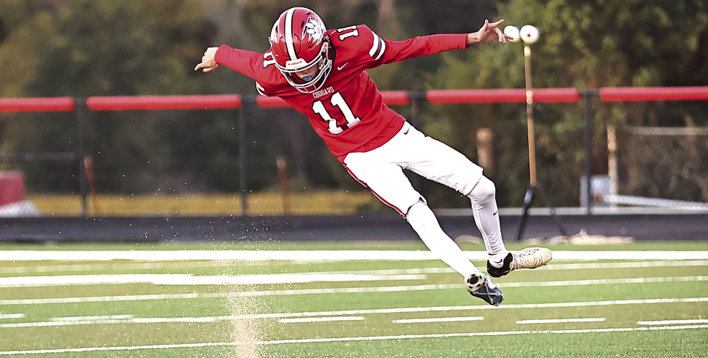 Fisher Wilson kicks off the game for NRC who took on Heritage Hall Friday night. NRC lost 48-12. Next Friday, they will travel to Taft to take on Star Spencer. Photo courtesy of Gowin Photography