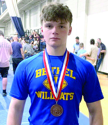Bethel freshman Eli Jacobs placed fifth in the 198-pound weight class of the High School State Powerlifting Meet on March 14 at El Reno. Photo provided by Coach Joey Ginn