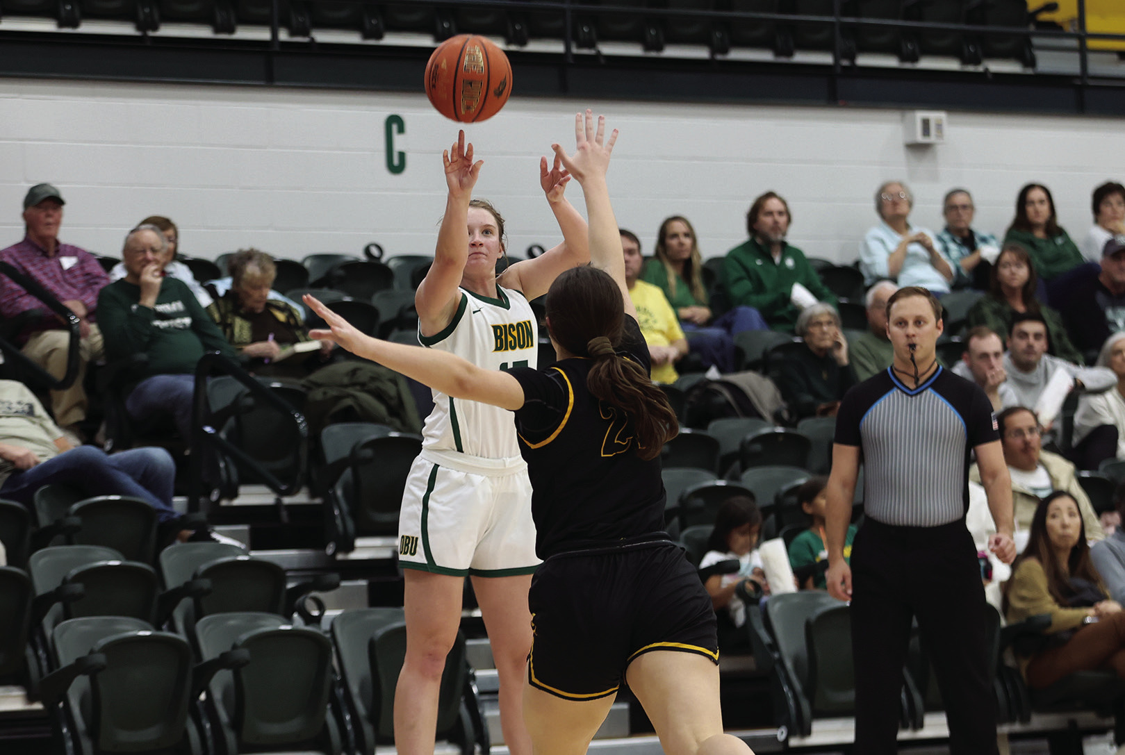 OBUs Melissa Southard send a shot to the bucket during the home game against Cameron. Lady Bison won 79-70. Photo provided