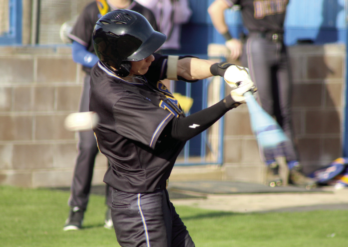 Bethel's Carson Kurkendell has a narrow miss during the second inning of the March 13 home game against Harrah. Photos by Natasha Dunagan, Countywide & Sun