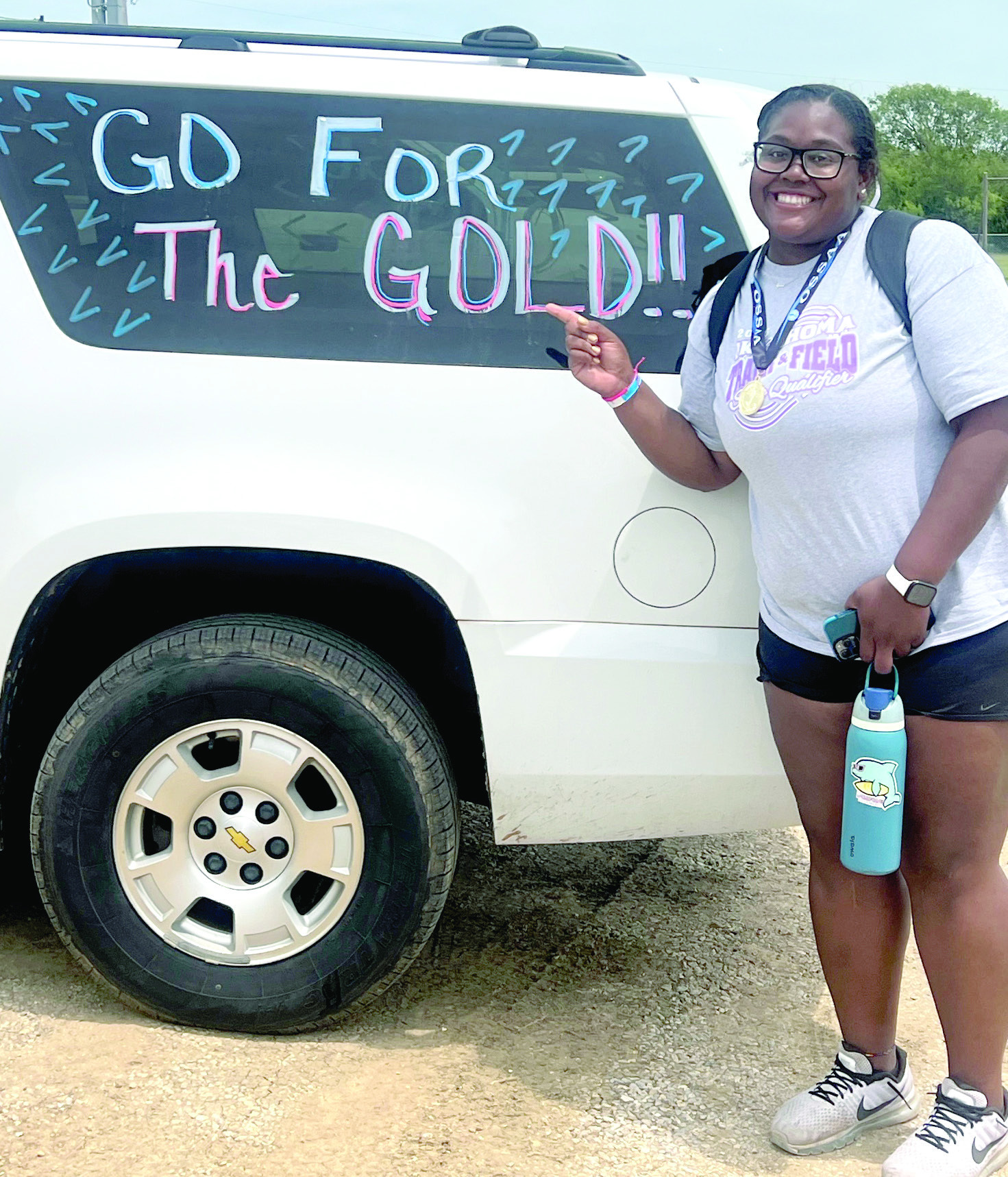 Tecumseh senior Kiara Stallin finished the season with a 40'6.75' shot put throw, bringing home the gold medal. Photo courtesy of Coach Kortney Ozment