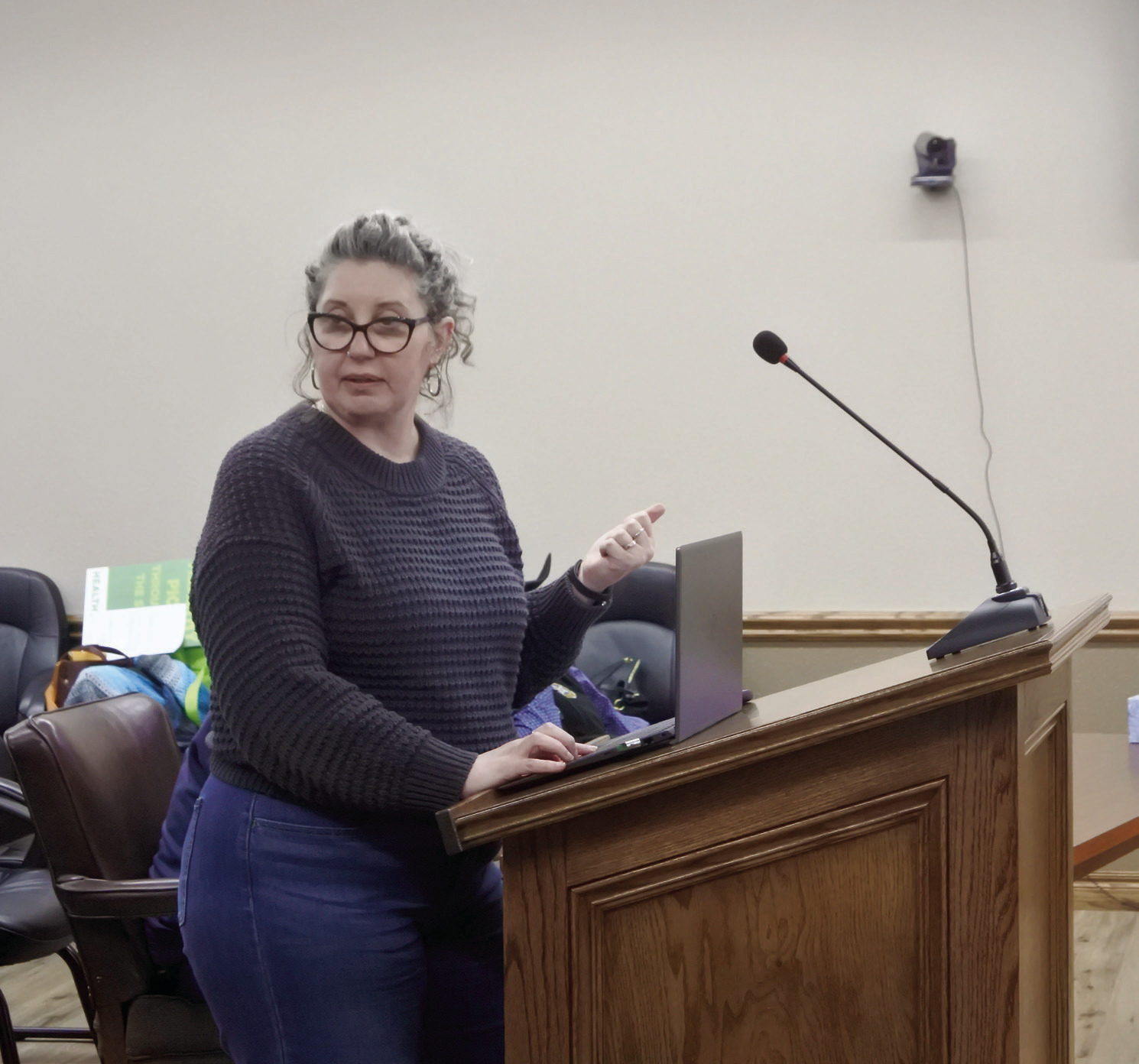 Holly Gordon, Healthy Living Program Coordinator with Gateway to Prevnetion presents the Walking Audit to the McLoud City Council. Countywide &amp; Sun/Suzie Campbell