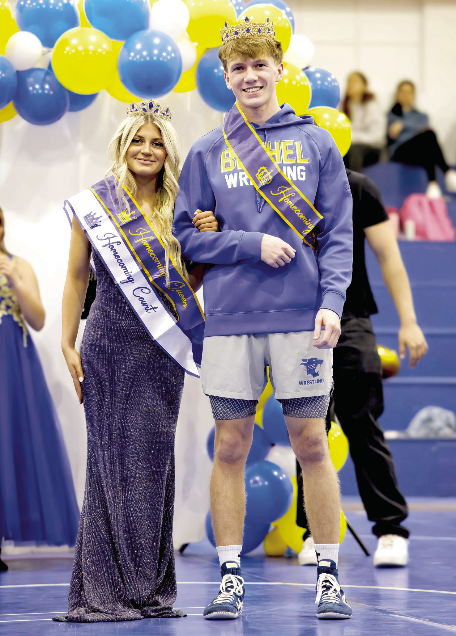 Landry Taron and Zack Griffith were crowned Bethel High School Wrestling Homecoming royalty on Jan. 13. Photo courtesy of Richelle Treece
