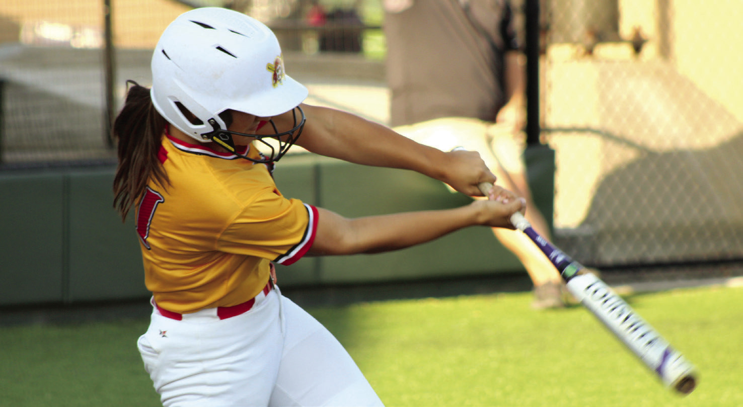 Dale senior Kaylyn Solis tags a triple in the third inning of the Dale Fast Pitch Festival game against Plainview, held at FireLake Ball Fields on Sept. 11. Dale won this game, 10-1; lost to Silo, 1-2; and won against Roff, 7-0; and with Leedey, 1-0. Tecumseh also participated in the festival on Sept. 12. Photos by Natasha Dunagan, Countywide & Sun