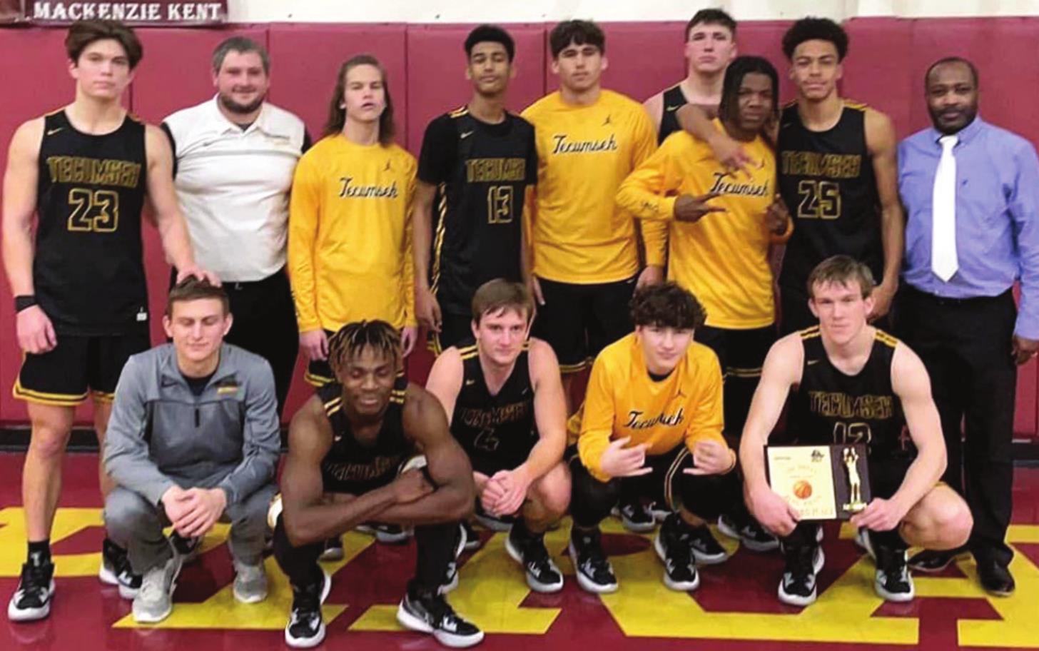 The Tecumseh Savages pose with the third place trophy from the Byng Tournament. Photo provided