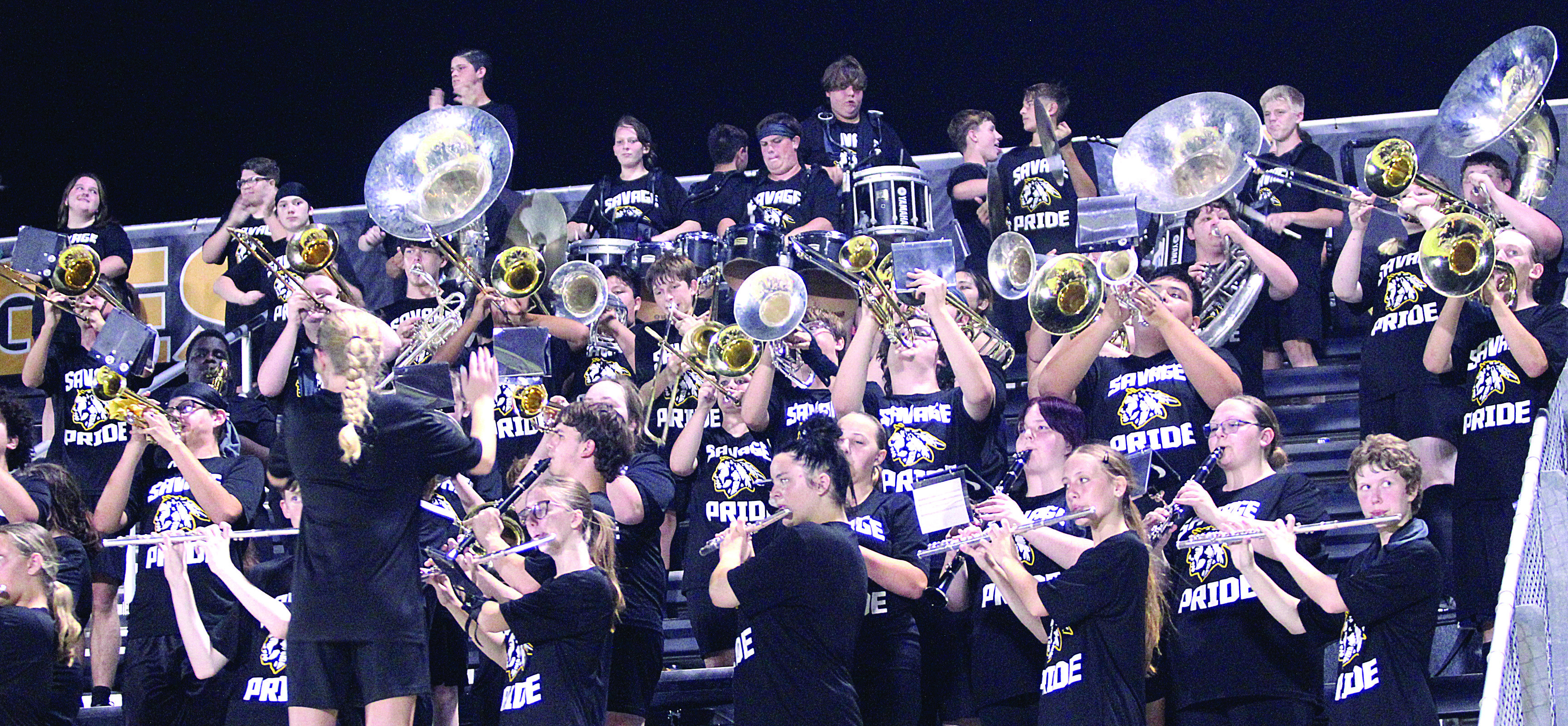 The Tecumseh Savage Pride Marching Band plays in the stands during the second half of the Sept. 4 home game against Weatherford. Natasha Dunagan, Countywide &amp; Sun