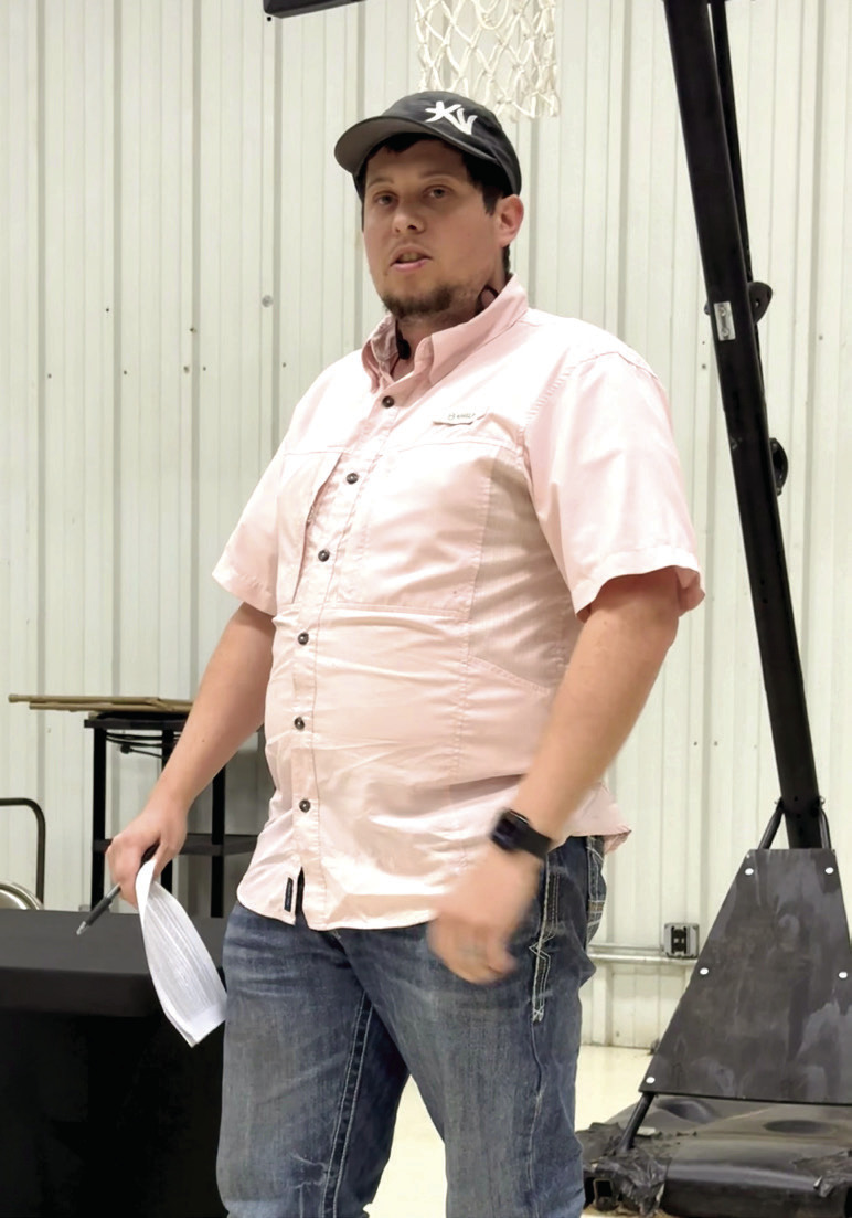 Blake Kennedy spoke to the Tecumseh School Board on behalf of the TPS Safety Committee about the proposed door sensors quoted by McBride Technologies. Julie Talton, Countywide & Sun