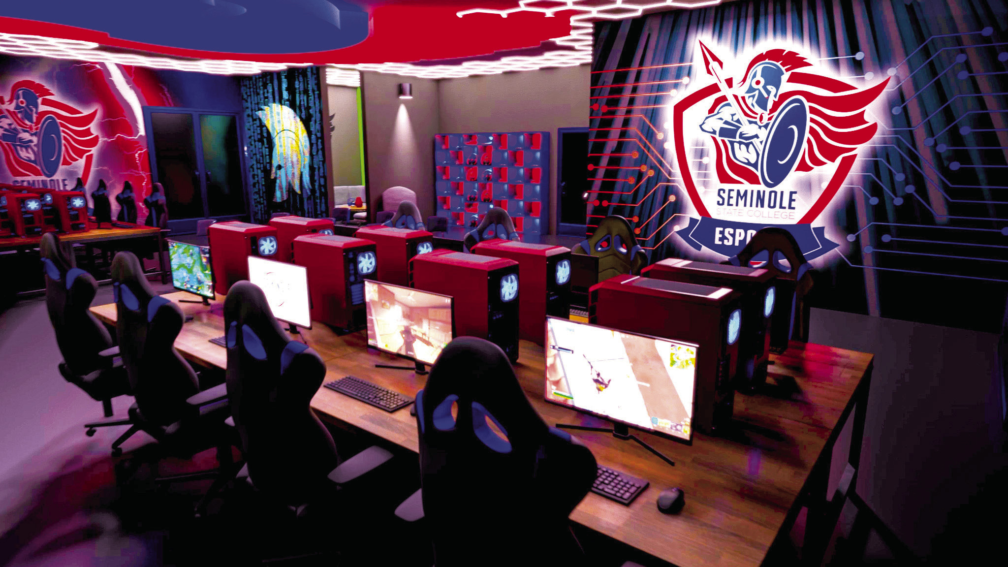 A rendering of Seminole State College’s future Esports Lab, with construction set to be complete in winter 2025. The facility will support the college’s new esports program with courses launching in Fall 2025. Photo provided by SSC