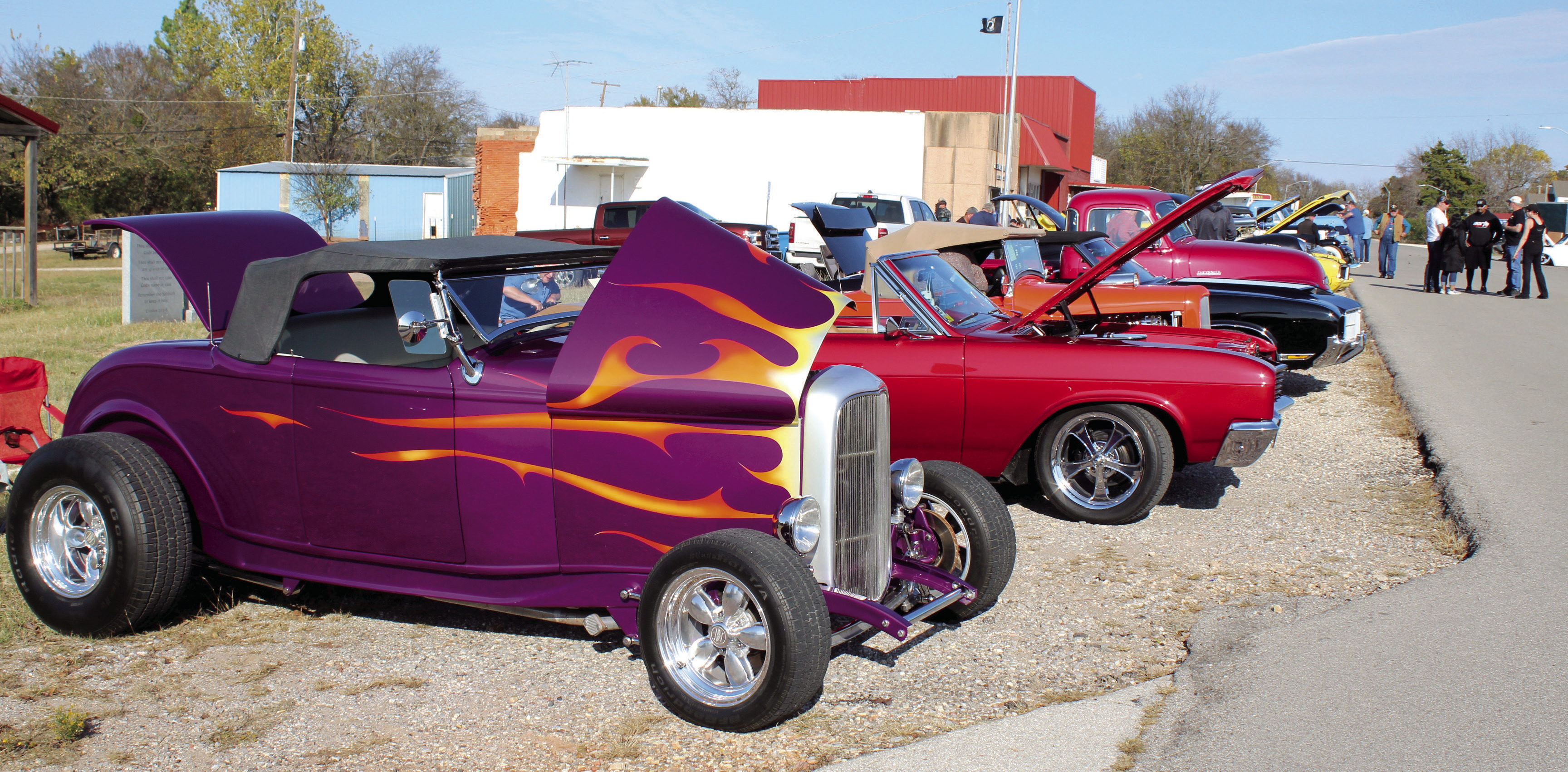 The Second Annual Bad to the Bone Cars n’ K9s Car Show, in Asher, featured 88 vehicles on Nov. 16. It included this purple 1932 Ford High Boy, owned by Terry Webb, and lots of other classics. The event is a fund-raiser and pet adoption for Southern Paws Rescue, Inc., which raised $2,229 toward veterinarian bills and pet food. Countywide & Sun/Natasha Dunagan